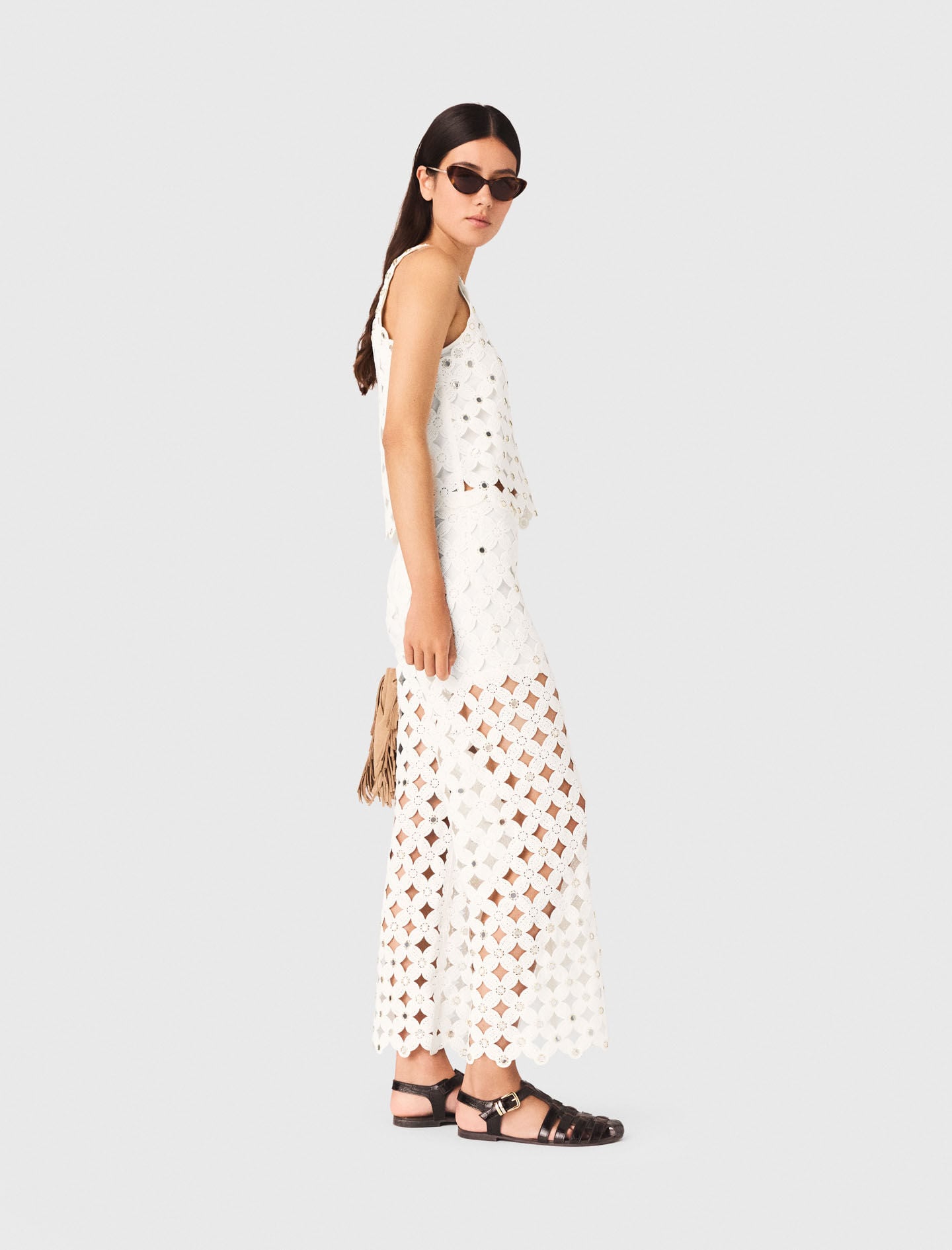 Maje Crochet trousers with mirrors