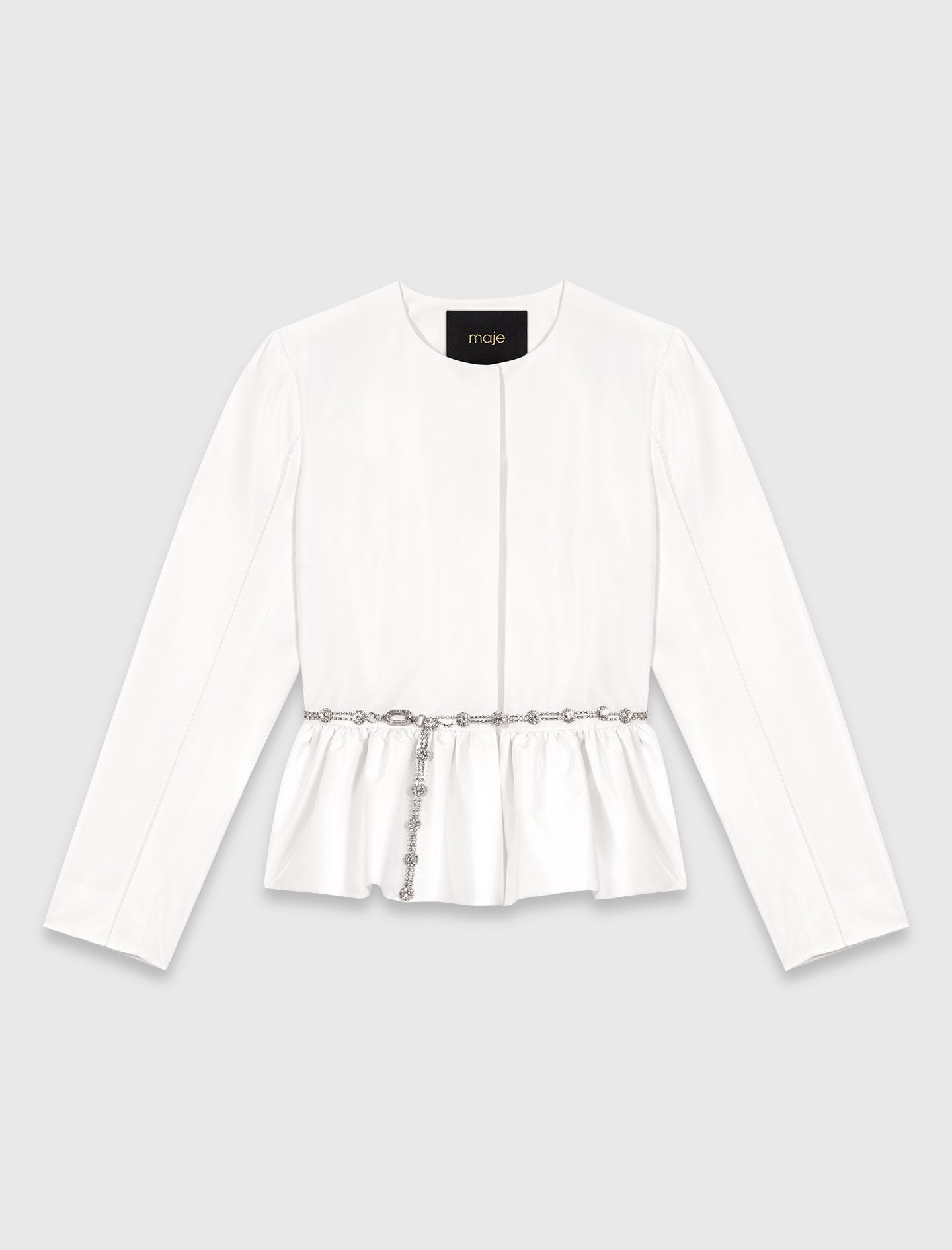 Maje Cropped jacket with jewelled belt