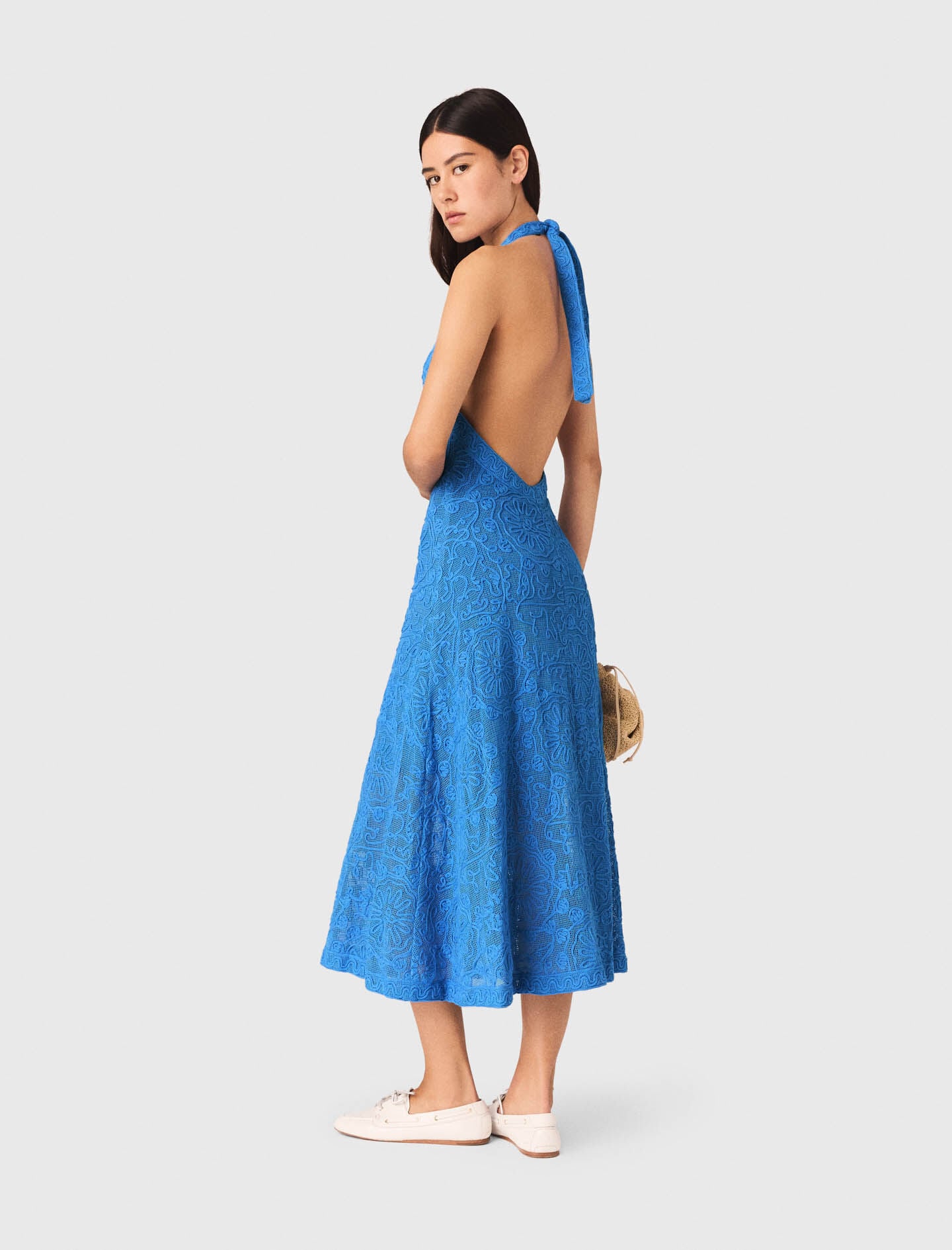 Maje Backless guipure maxi dress
