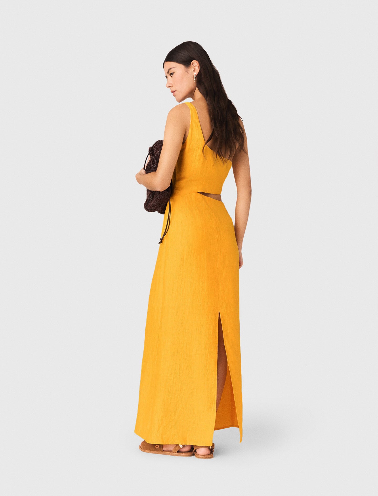 Maje Asymmetrical Linen-Blend Dress