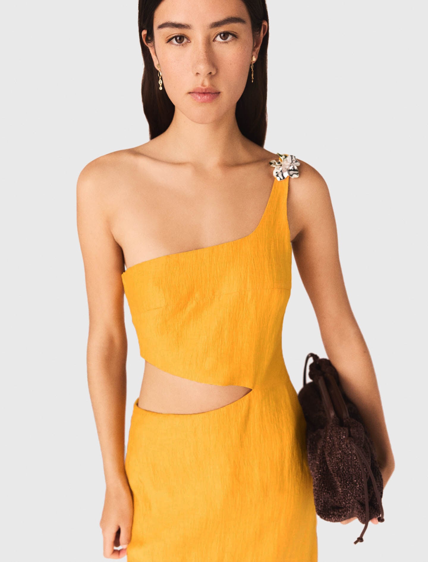 Maje Asymmetrical Linen-Blend Dress