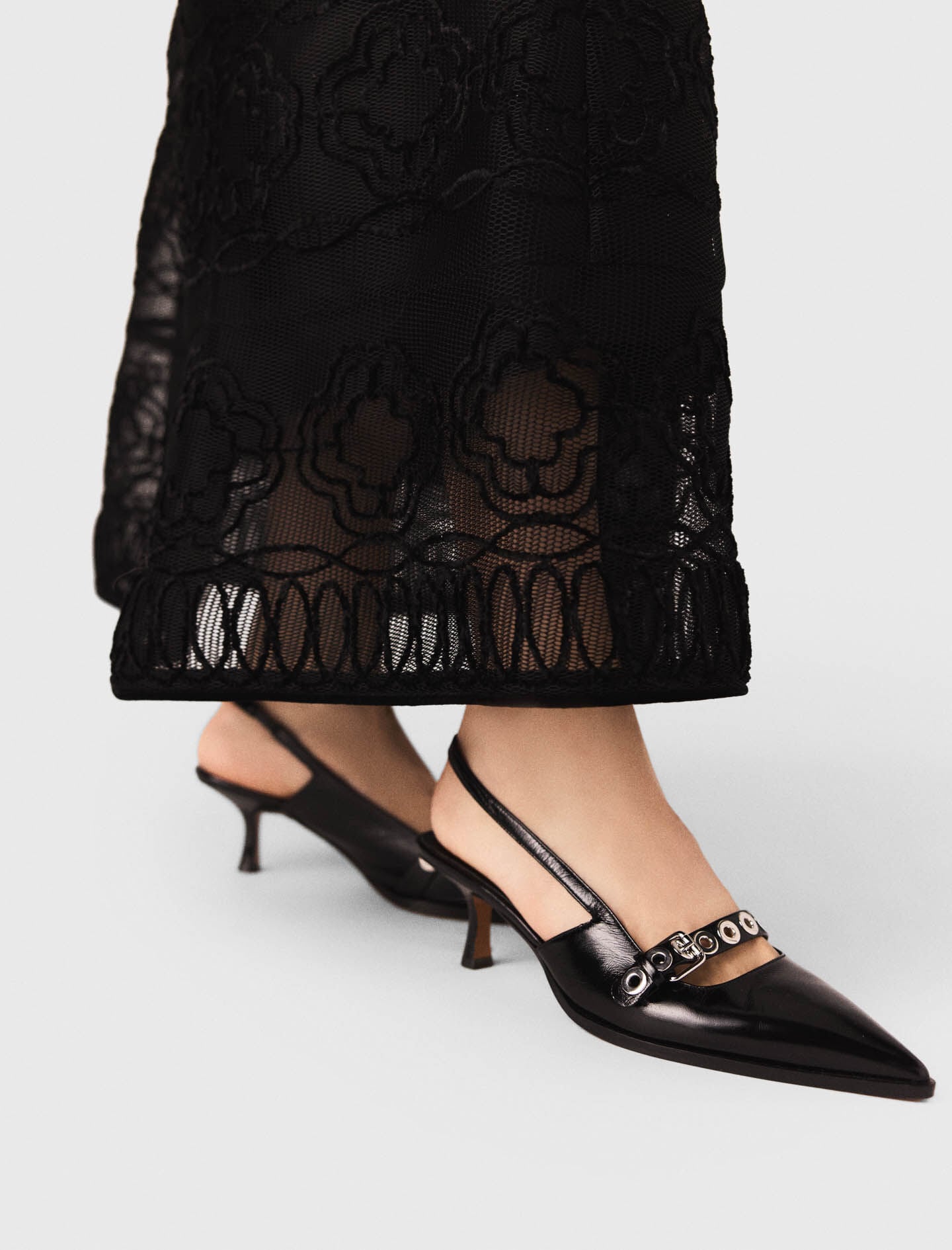 Maje Leather pumps with eyelet strap