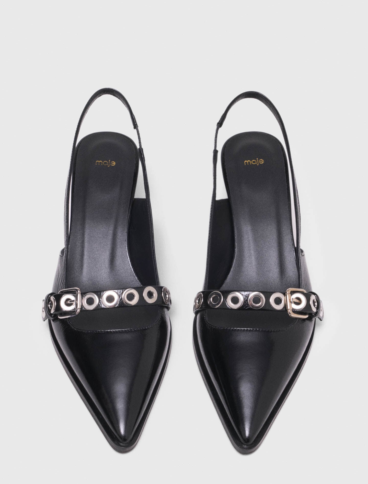 Maje Leather pumps with eyelet strap