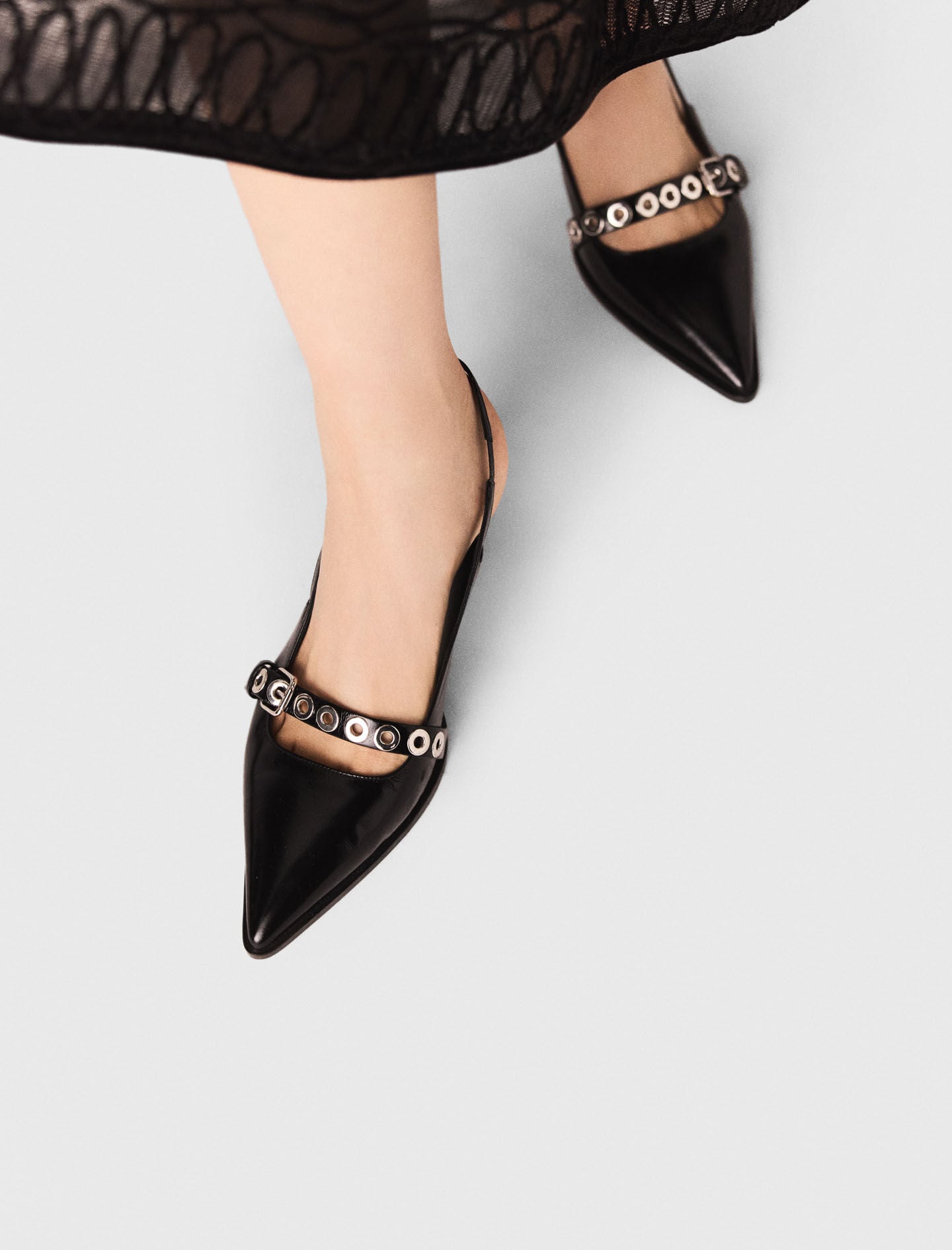 Maje Leather pumps with eyelet strap