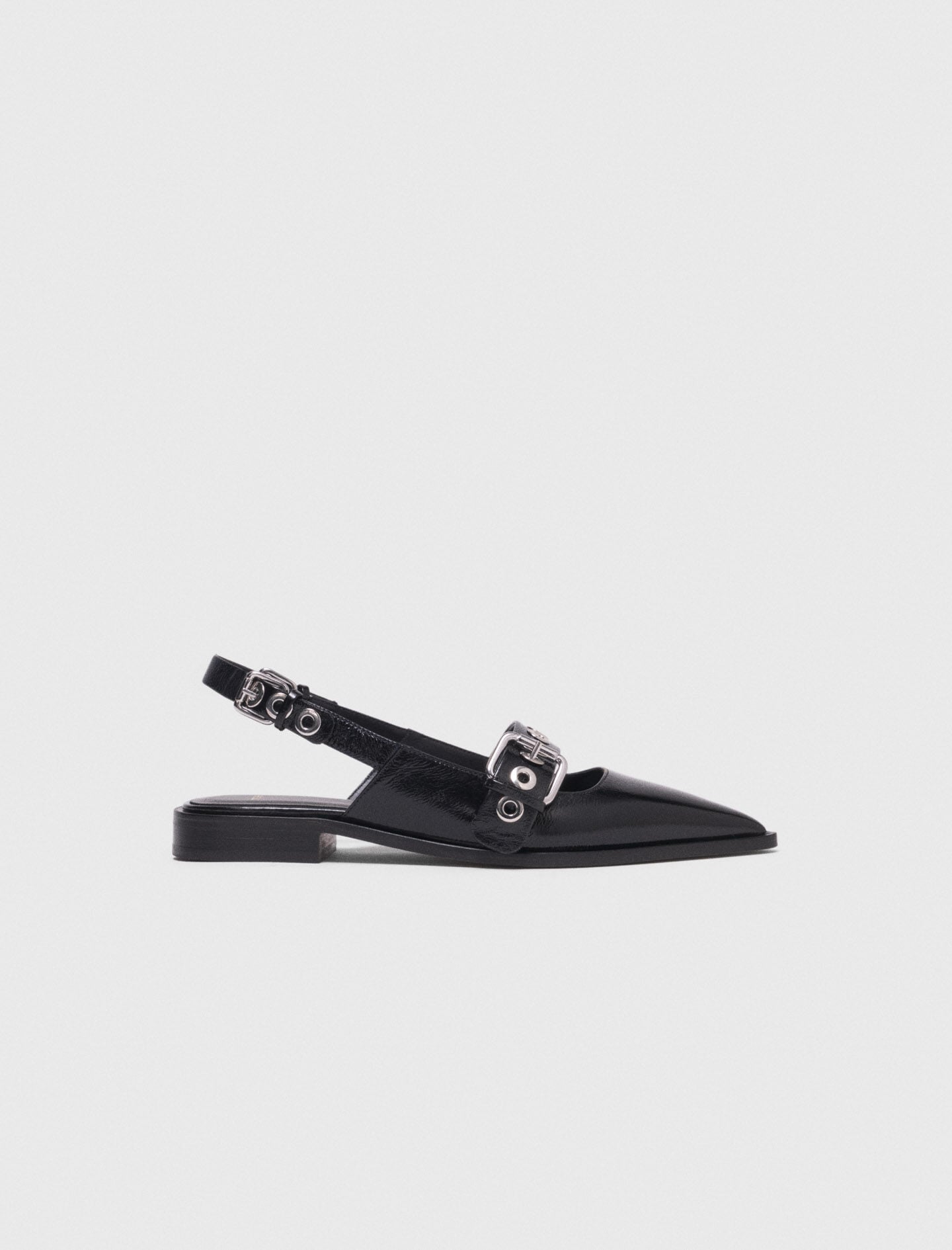 Maje Flat leather strap slingbacks