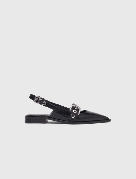 Maje Flat leather strap slingbacks