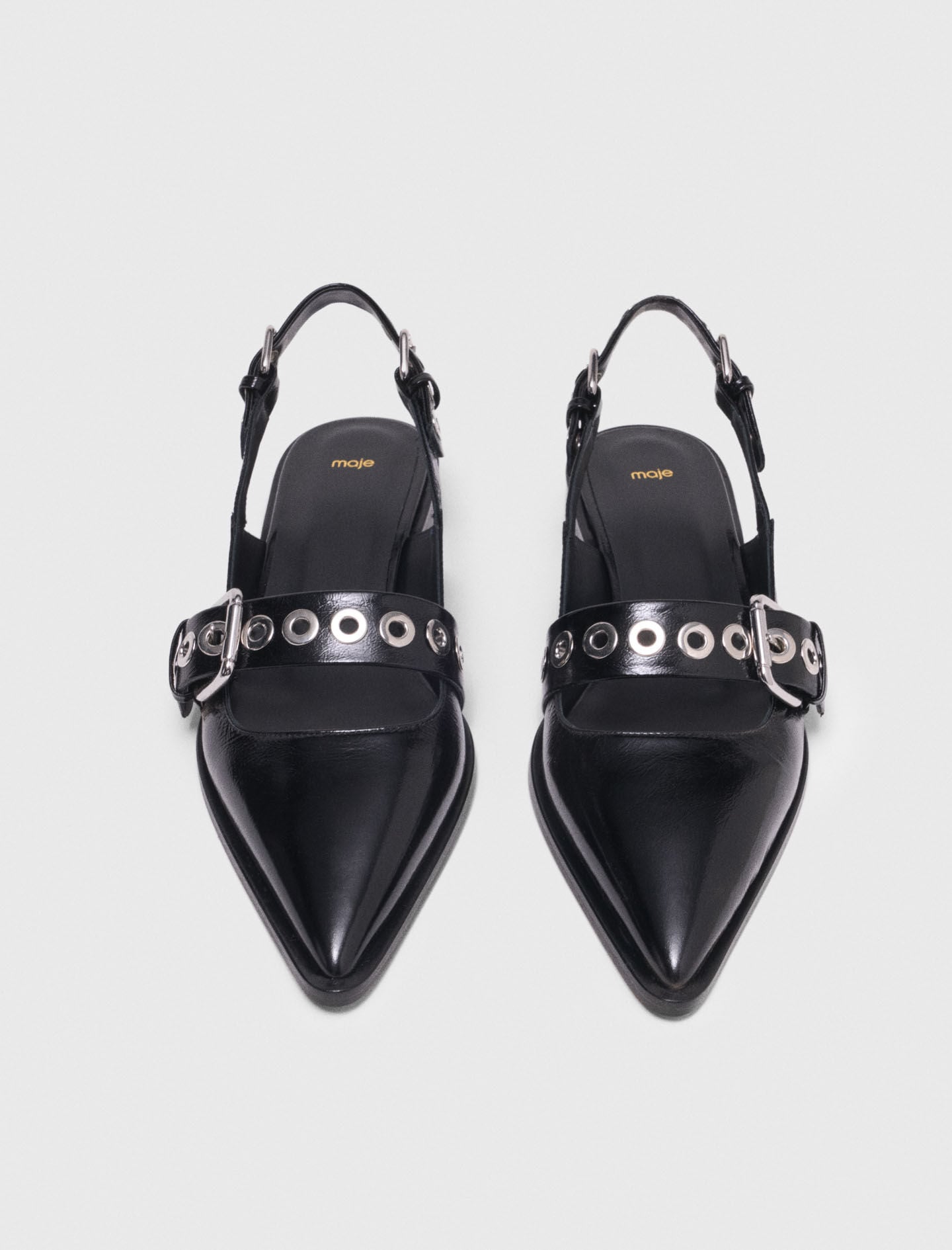 Maje Flat leather strap slingbacks