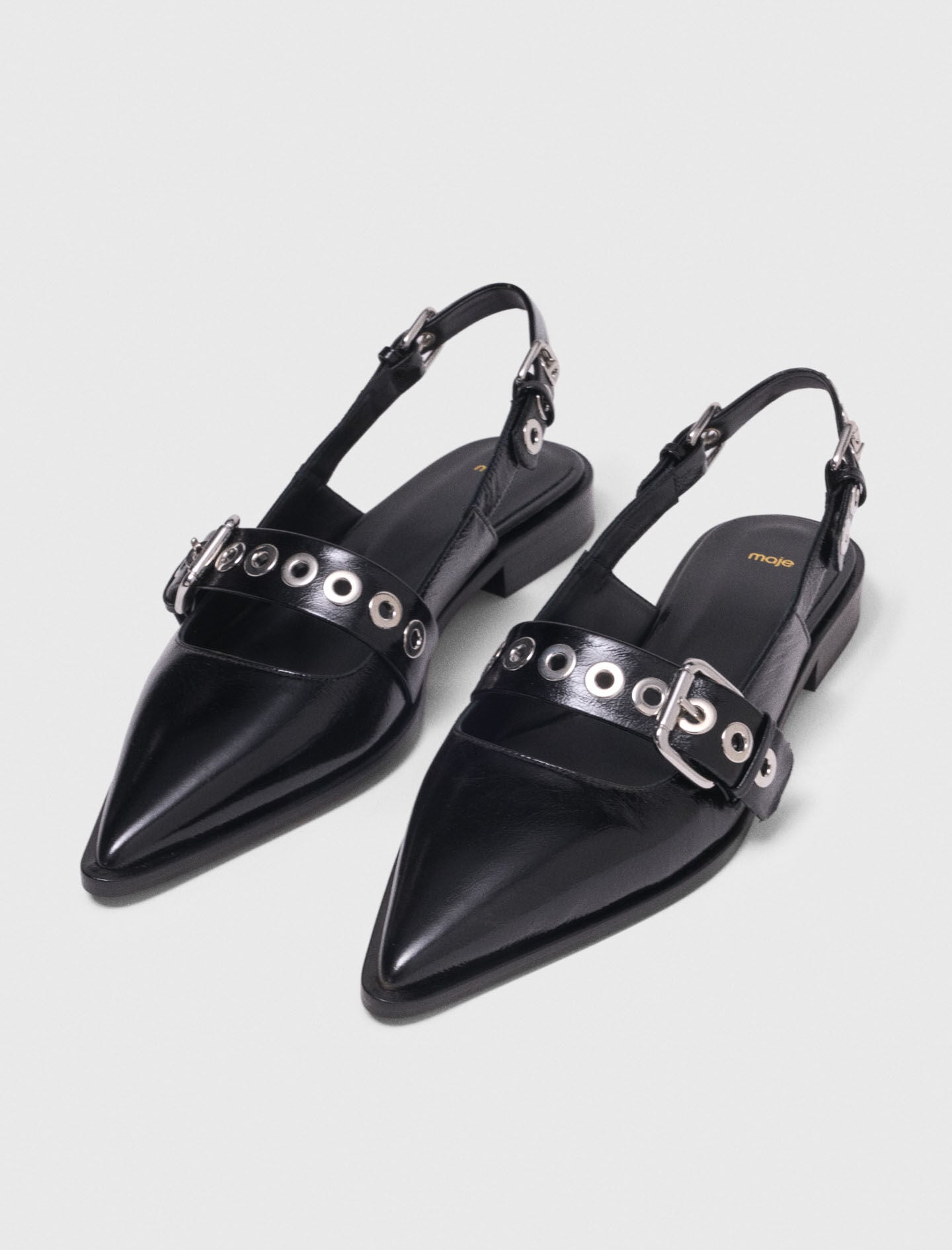 Maje Flat leather strap slingbacks
