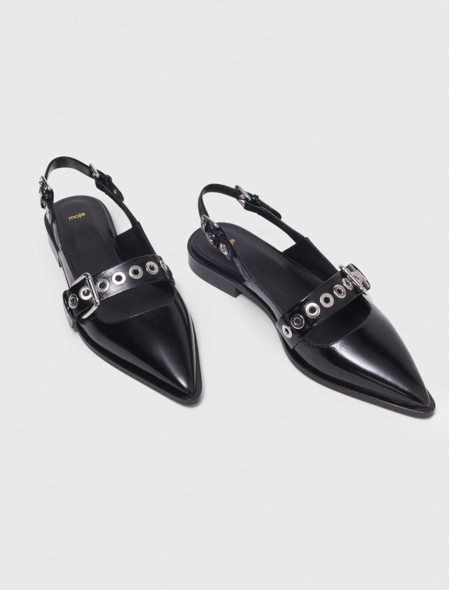 Maje Flat leather strap slingbacks