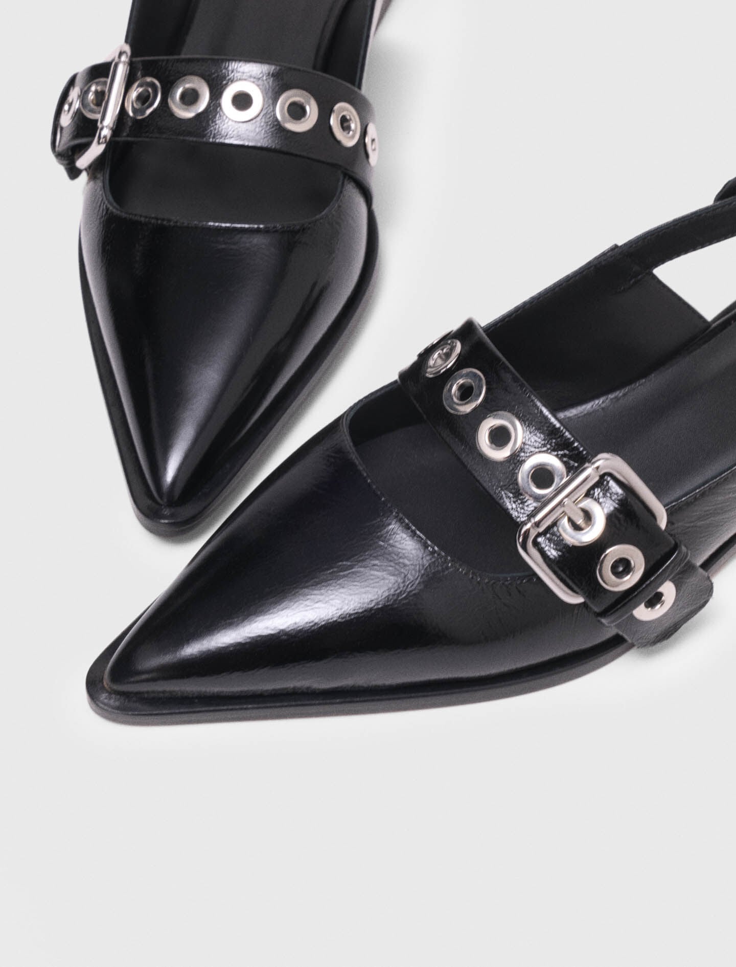 Maje Flat leather strap slingbacks
