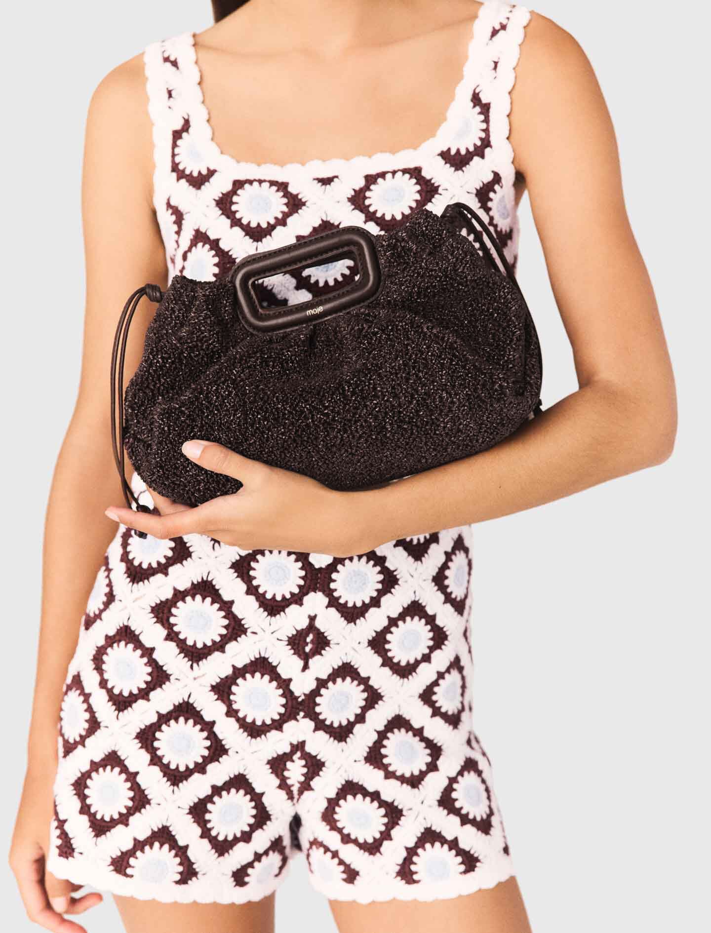 Maje Mipli bouclé effect clutch bag