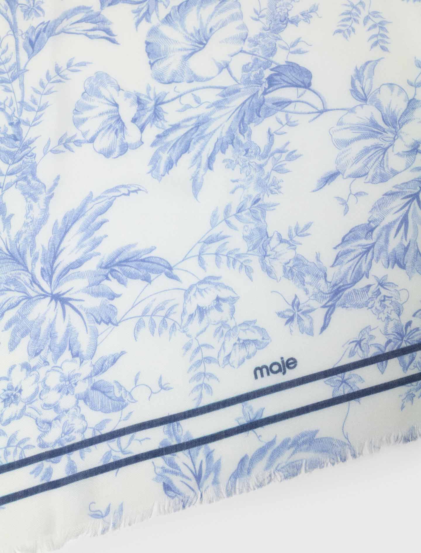 Maje Floral print wool blend shawl