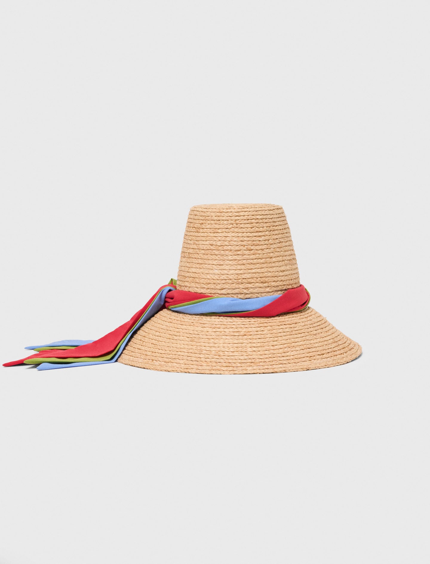 Maje Raffia hat with printed ribbon