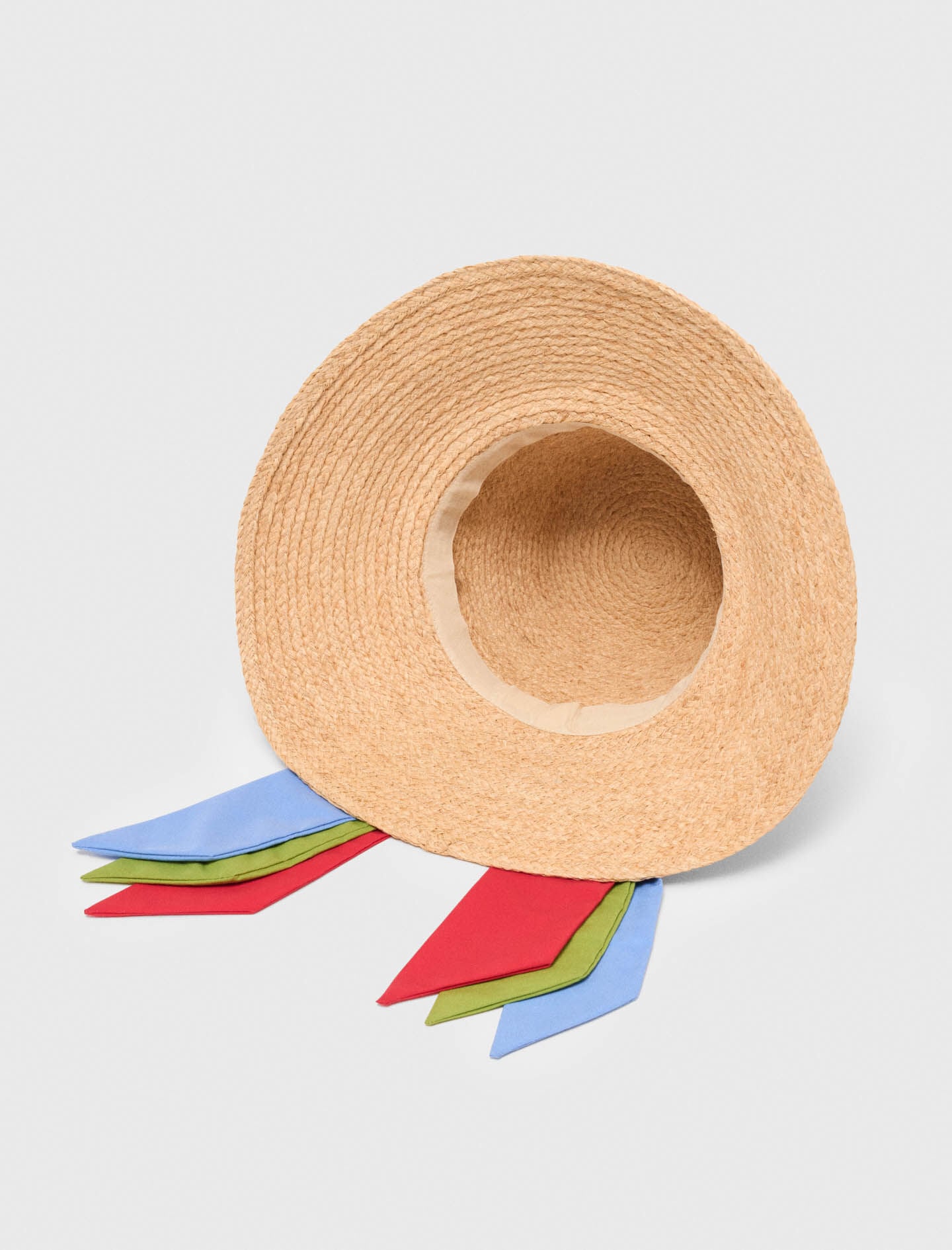 Maje Raffia hat with printed ribbon