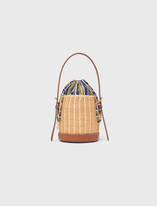 Maje Wicker basket with printed pouch