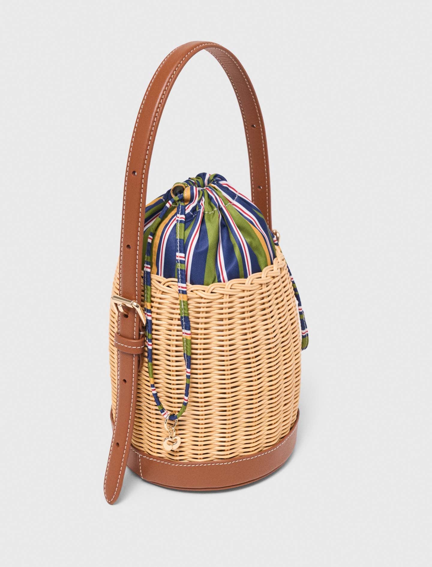 Maje Wicker basket with printed pouch