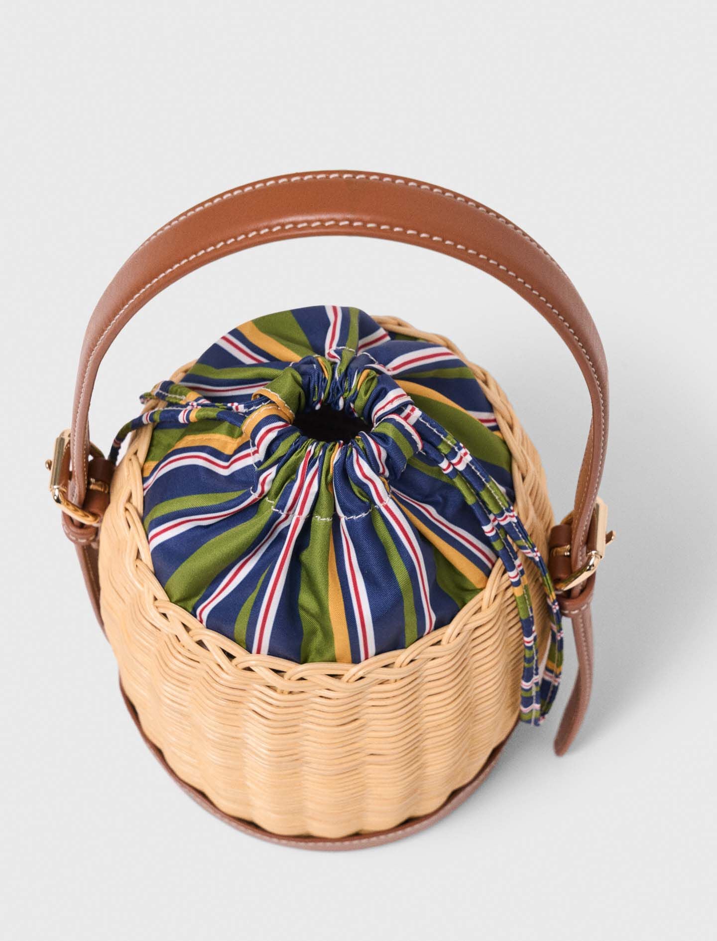 Maje Wicker basket with printed pouch
