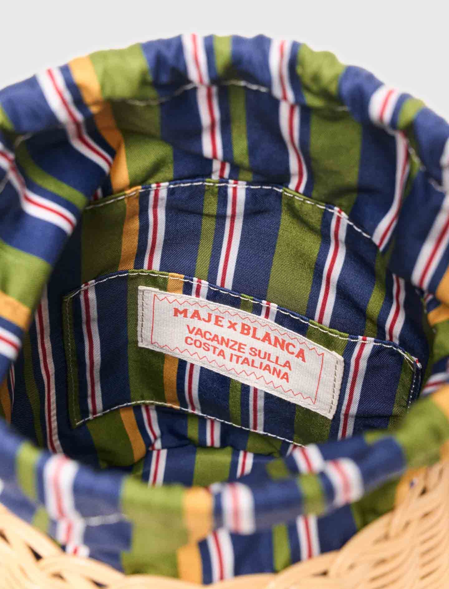 Maje Wicker basket with printed pouch