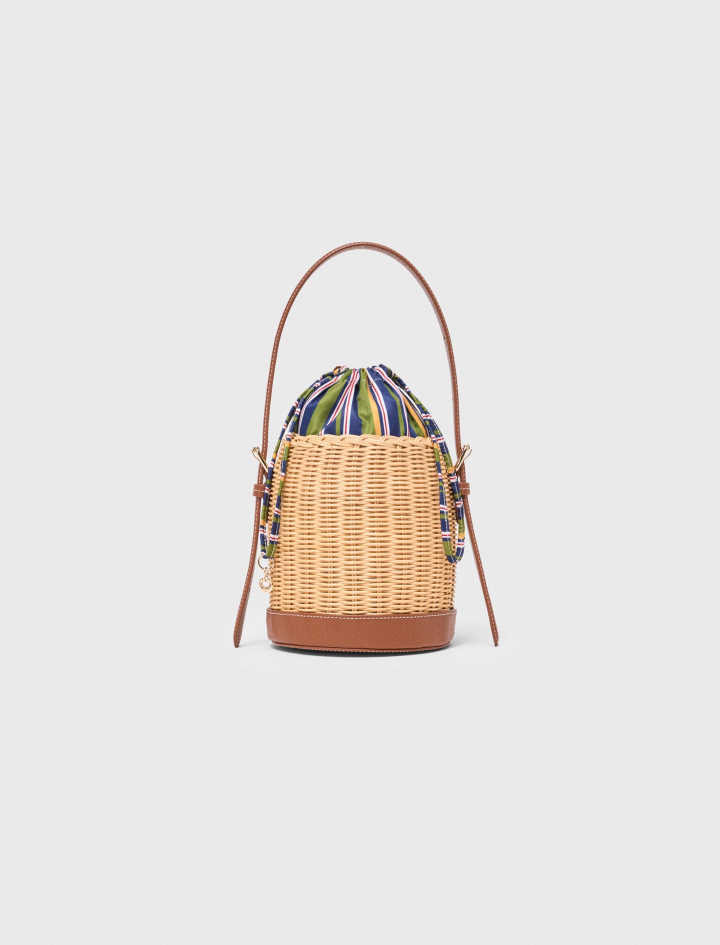 Maje Wicker basket with printed pouch