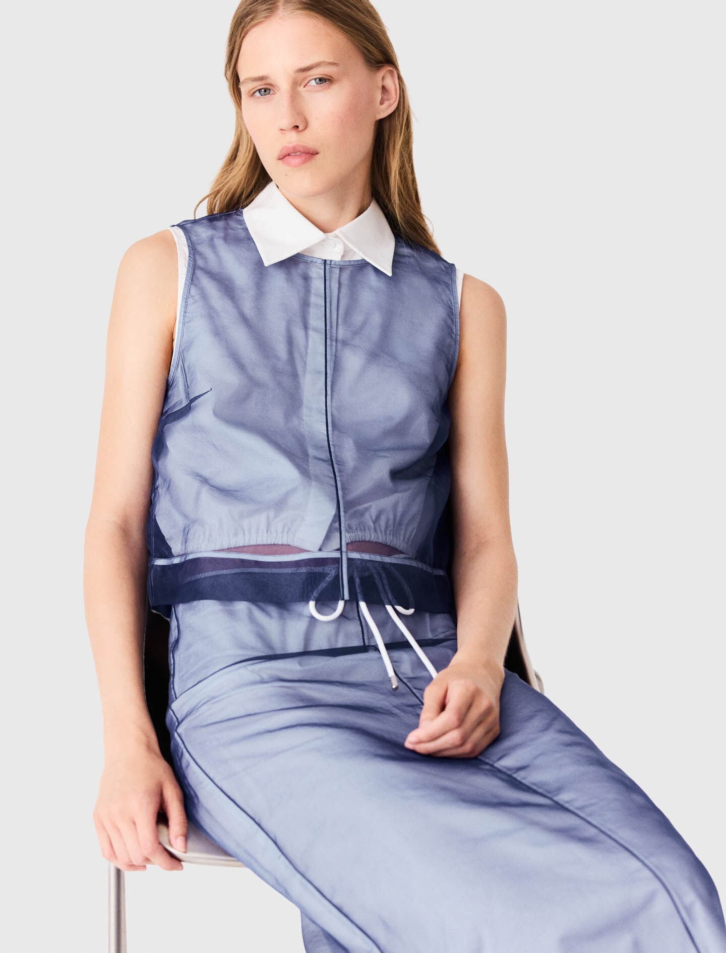Maje Cotton top with removable organza