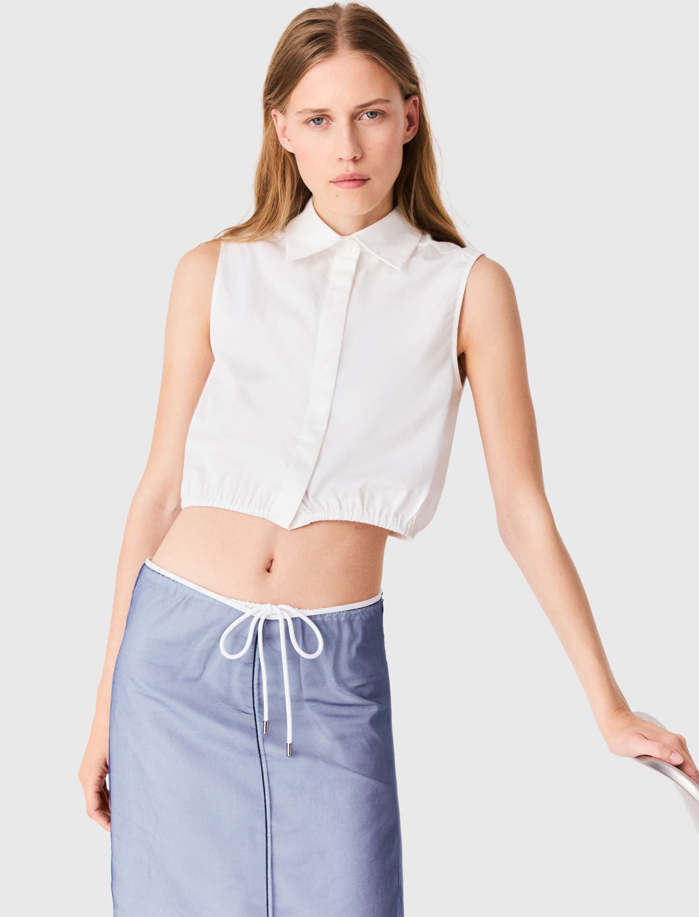 Maje Cotton top with removable organza