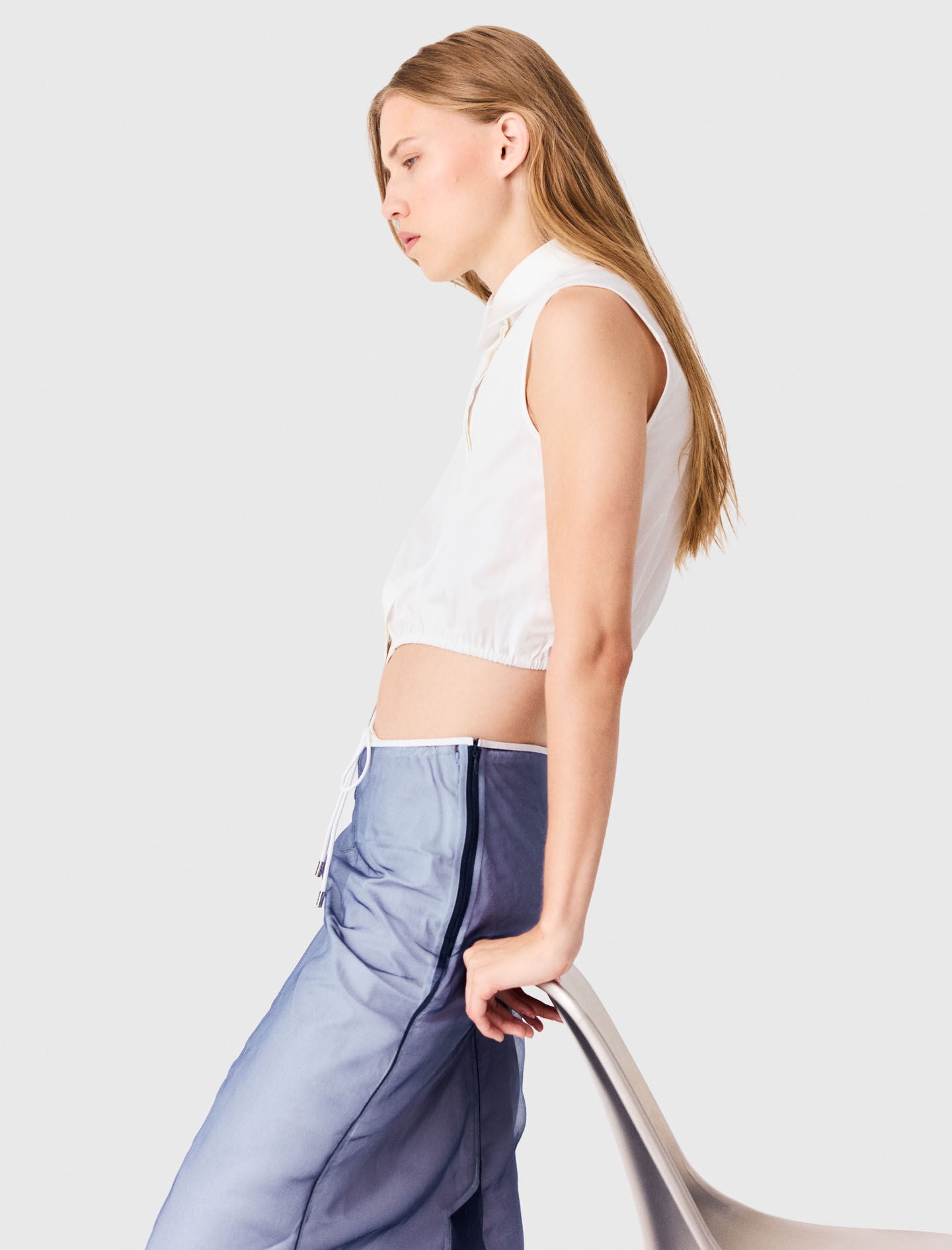 Maje Cotton top with removable organza