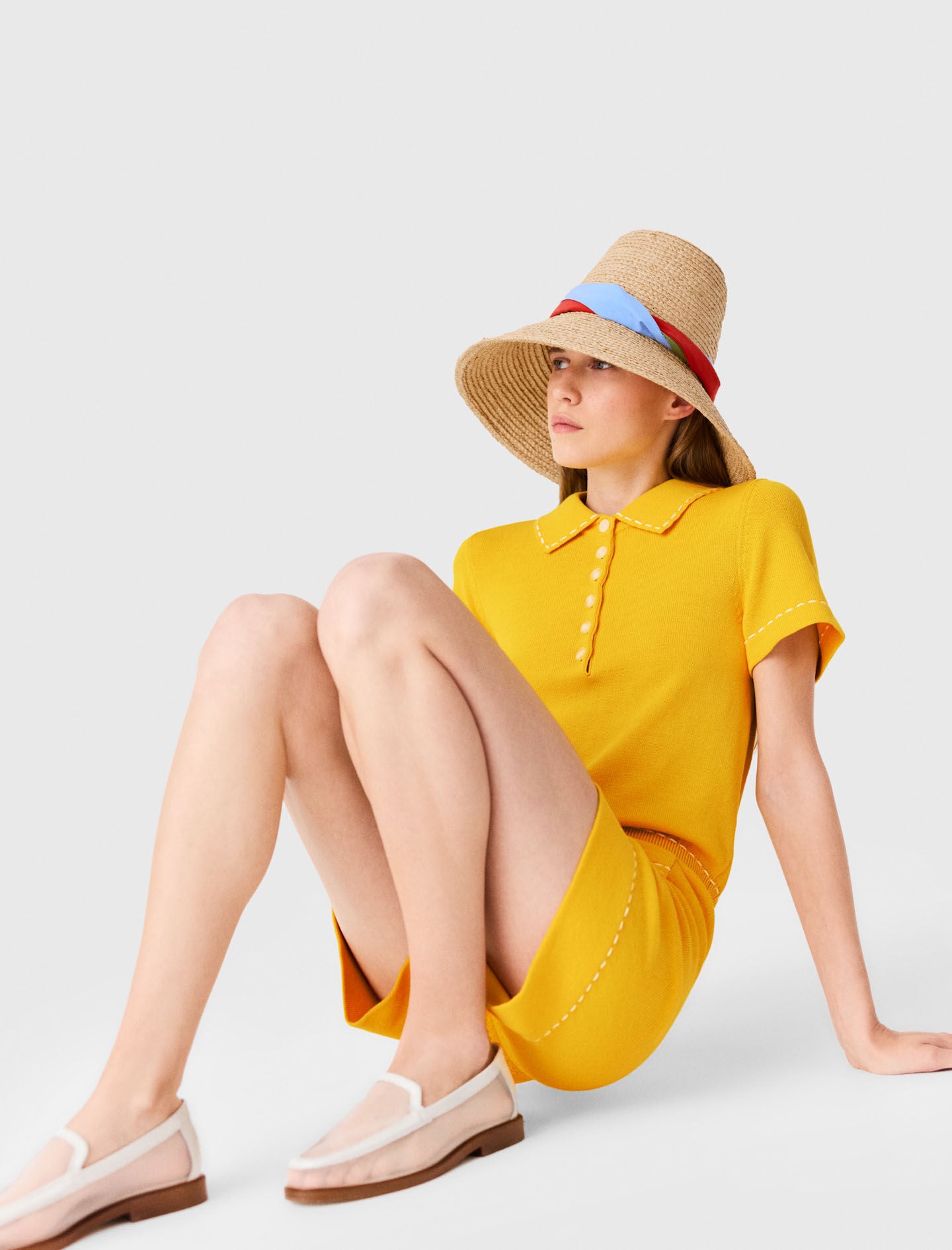 Maje Knit playsuit with polo collar