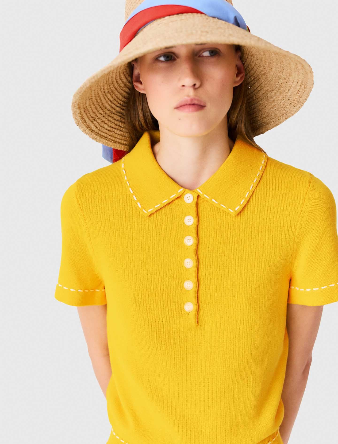 Maje Knit playsuit with polo collar