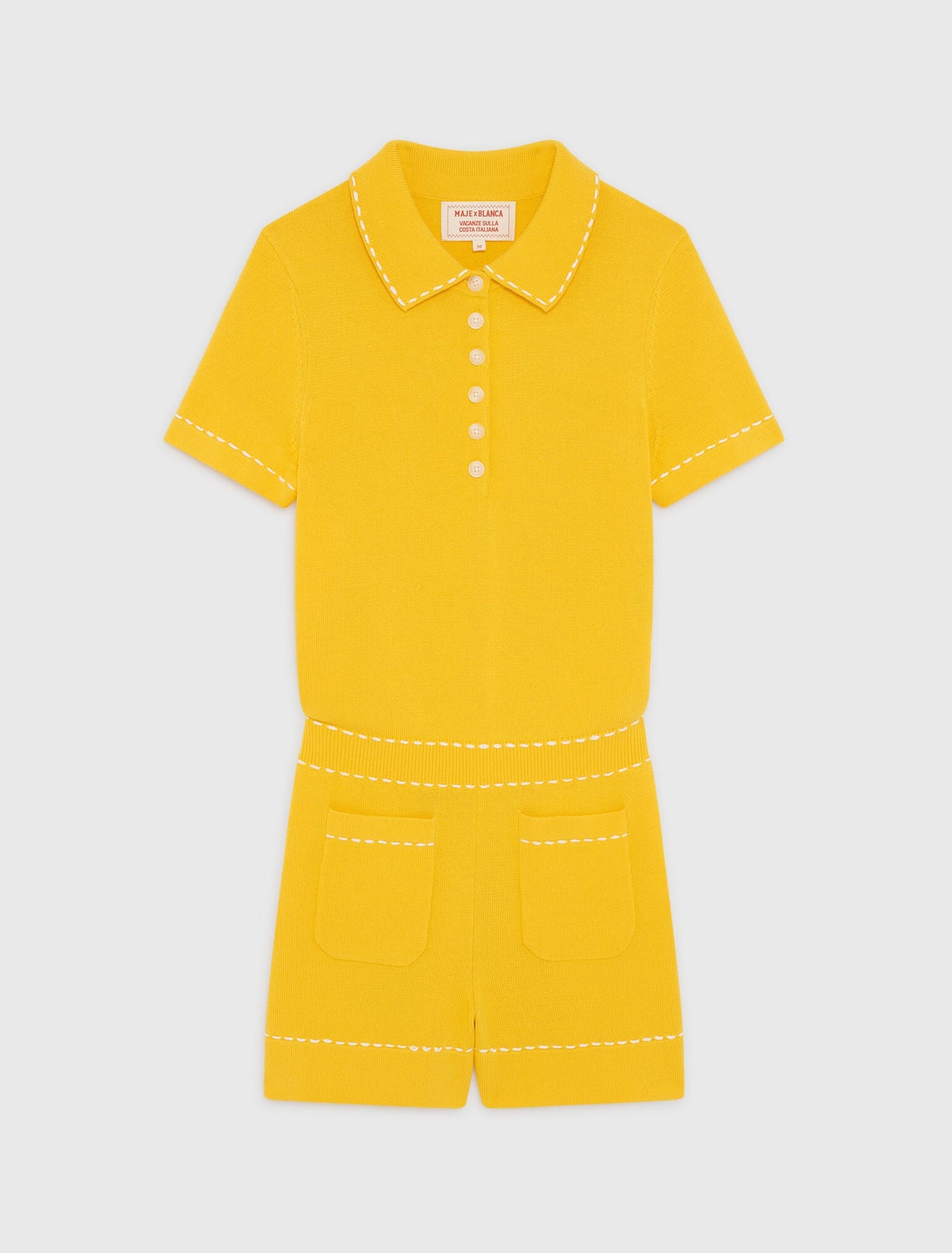 Maje Knit playsuit with polo collar