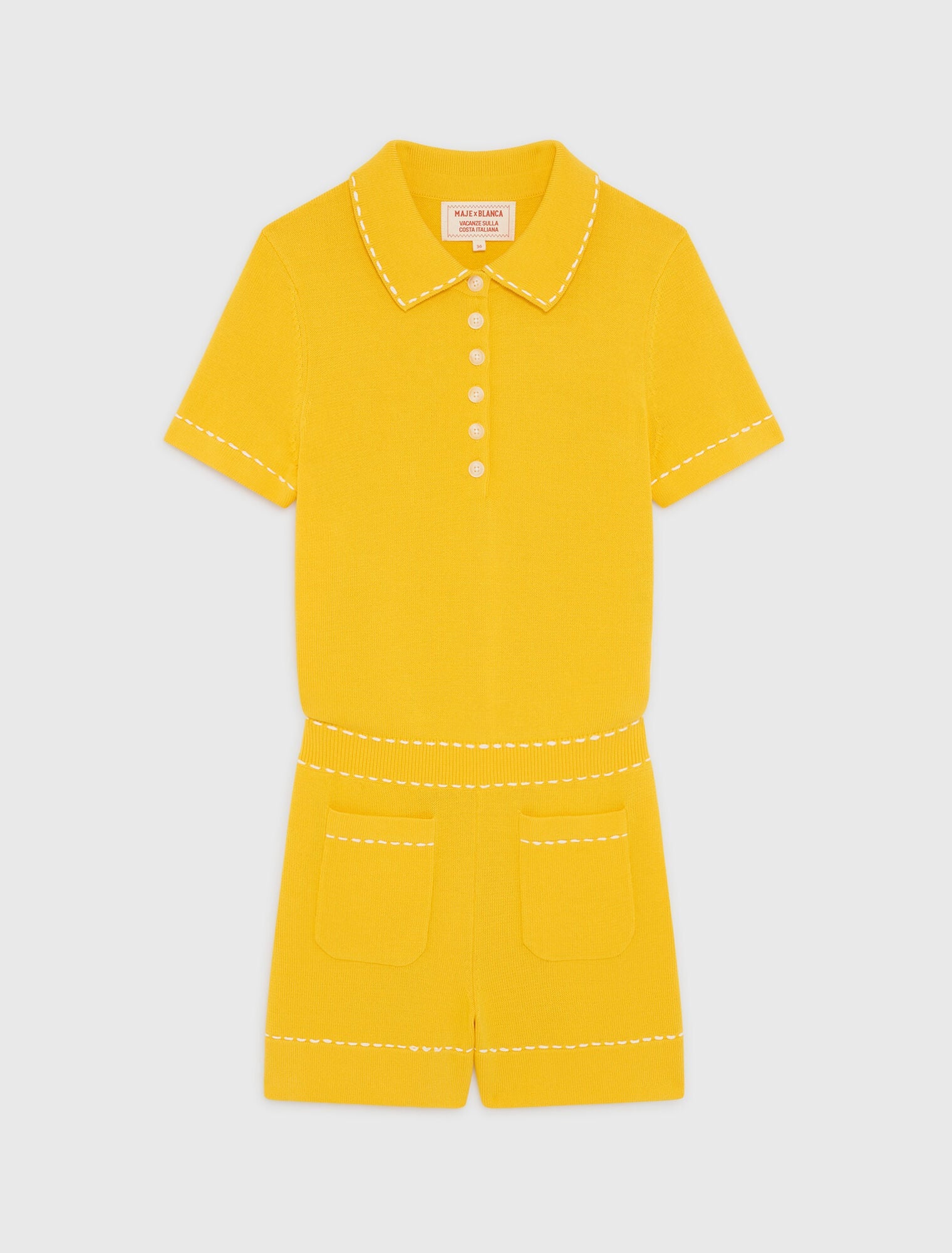 Maje Knit playsuit with polo collar