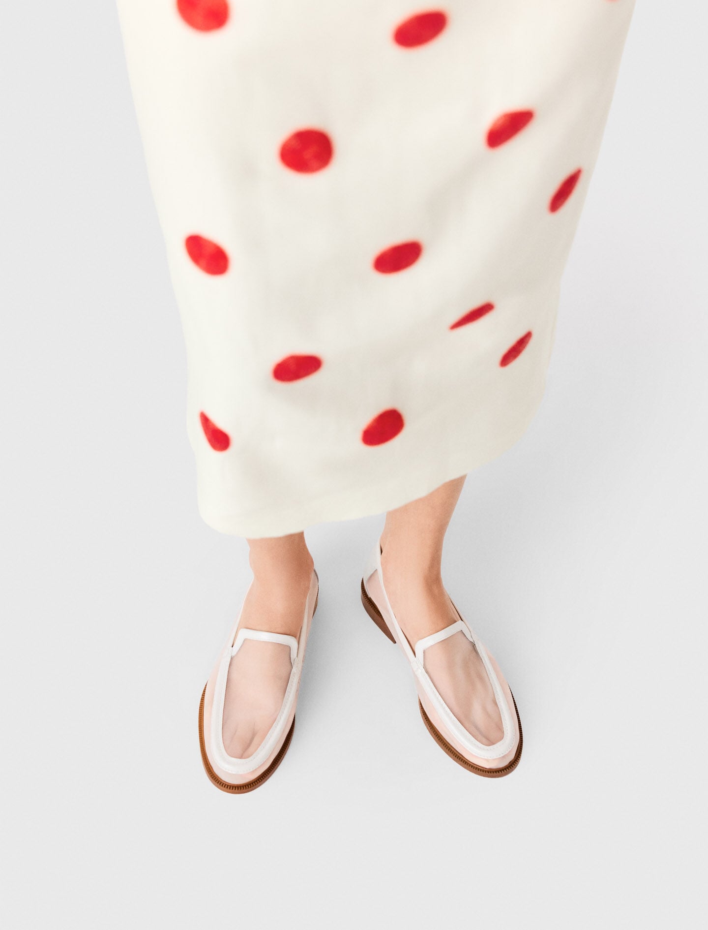 Maje Leather and mesh loafers