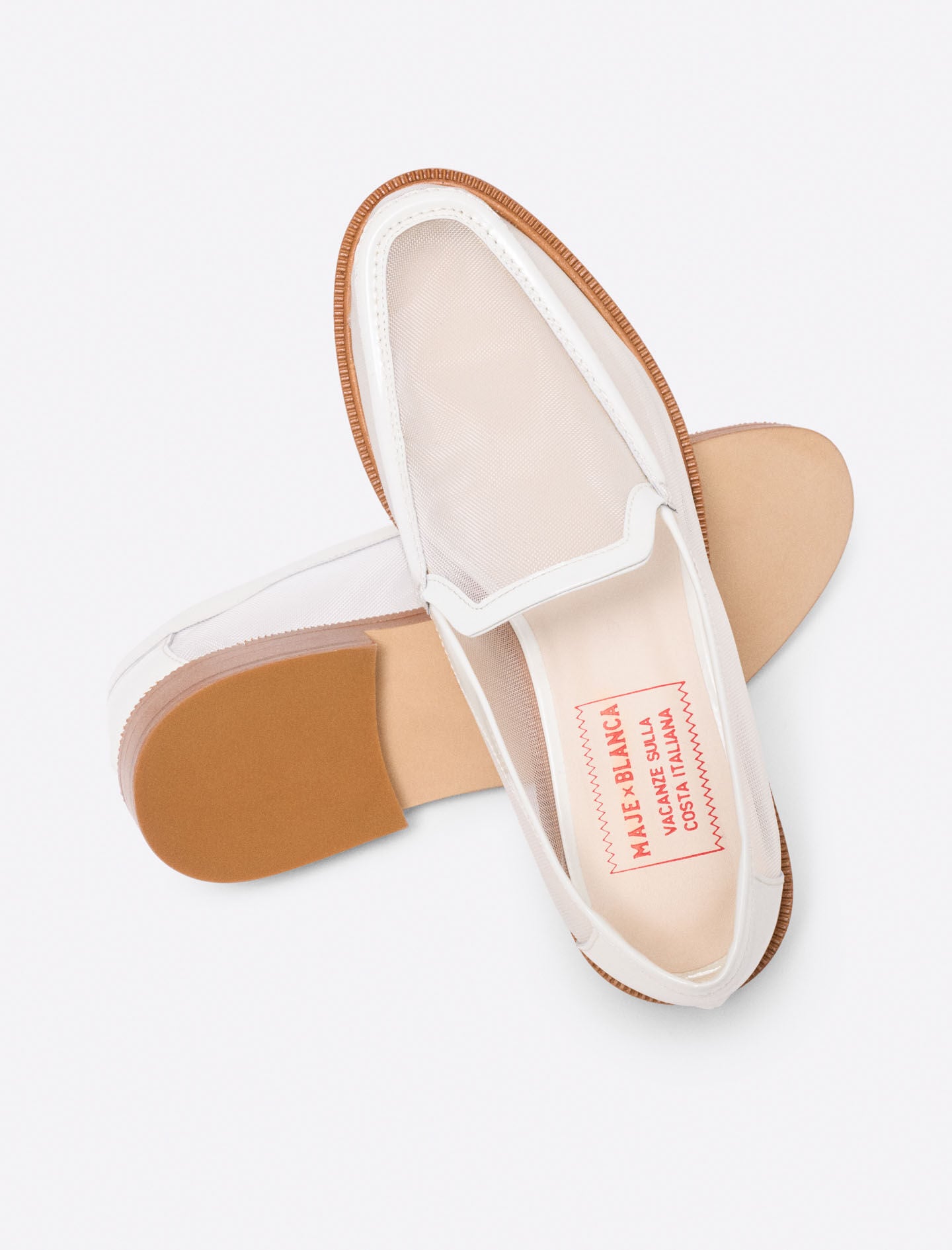Maje Leather and mesh loafers