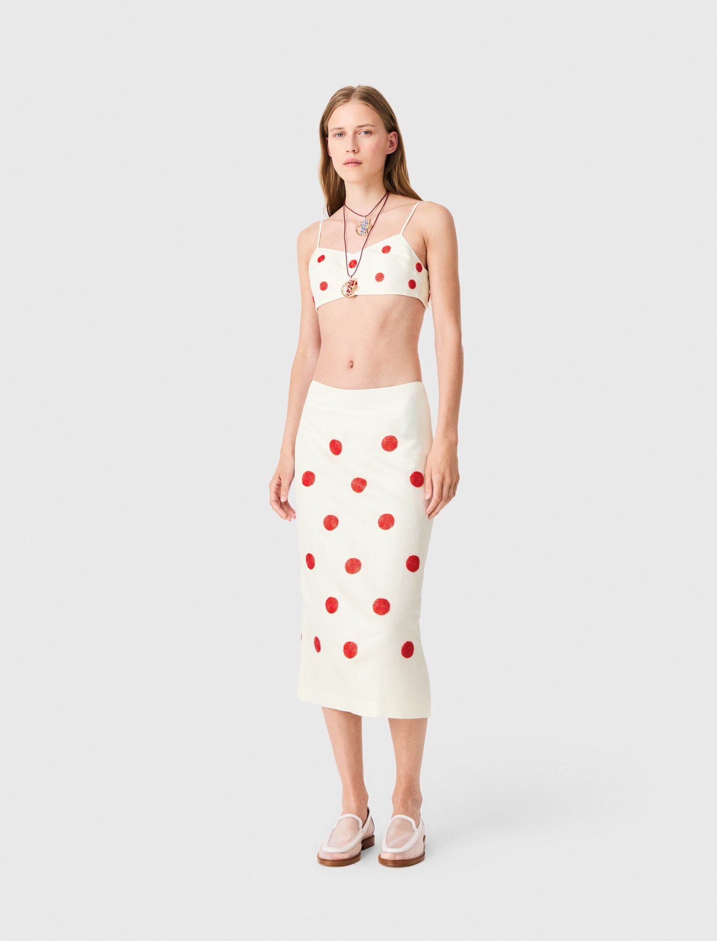 Maje Embroidered linen and silk crop top