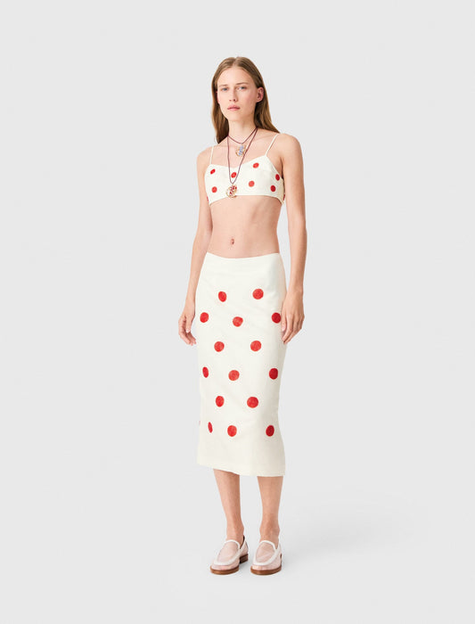 Maje Embroidered linen and silk crop top
