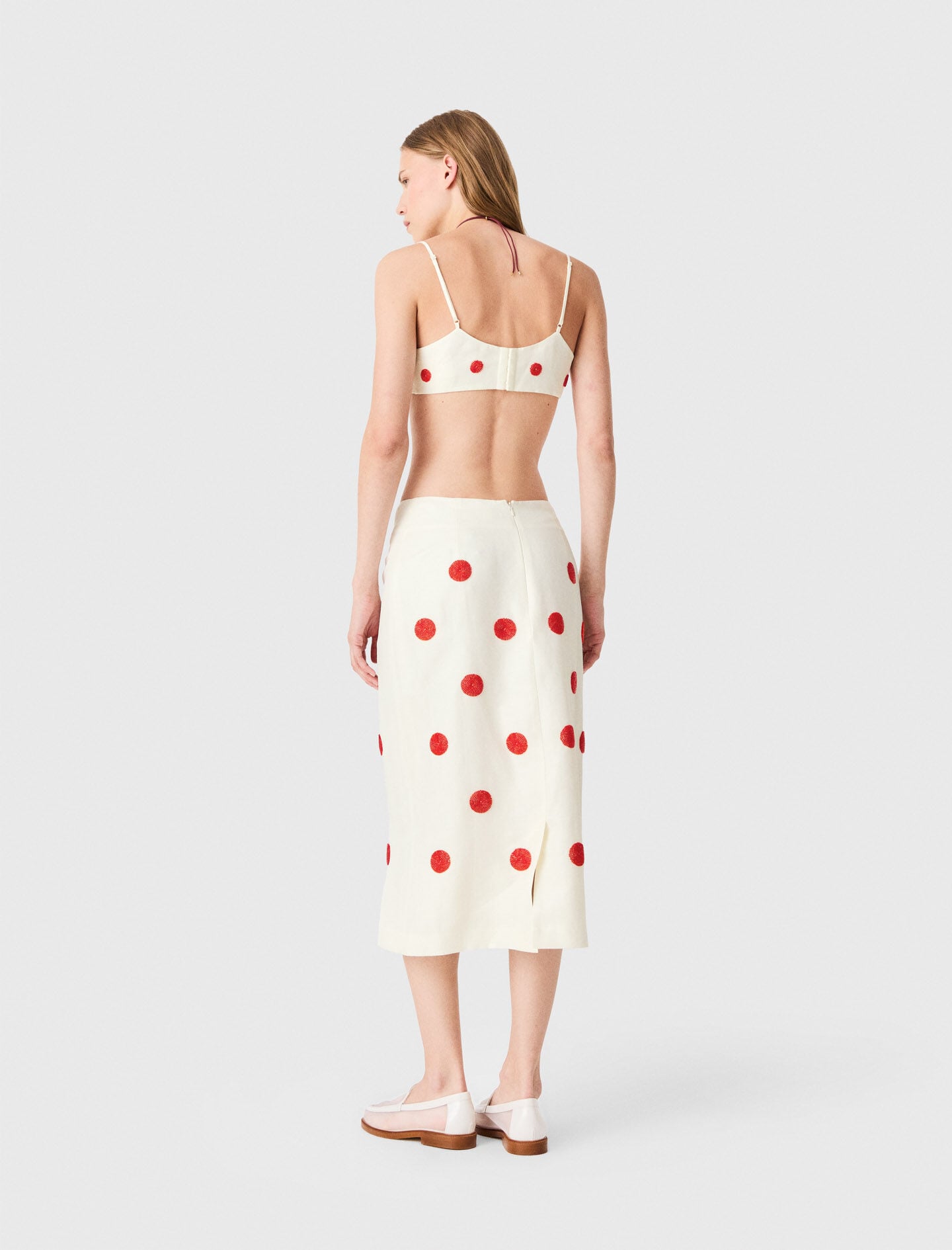 Maje Embroidered linen and silk crop top