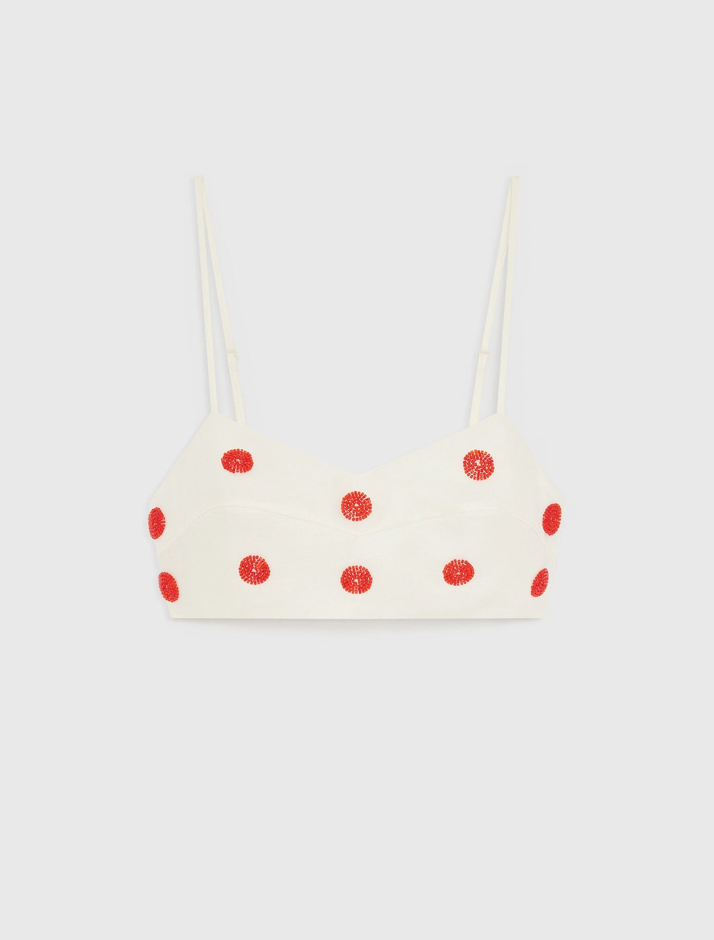 Maje Embroidered linen and silk crop top