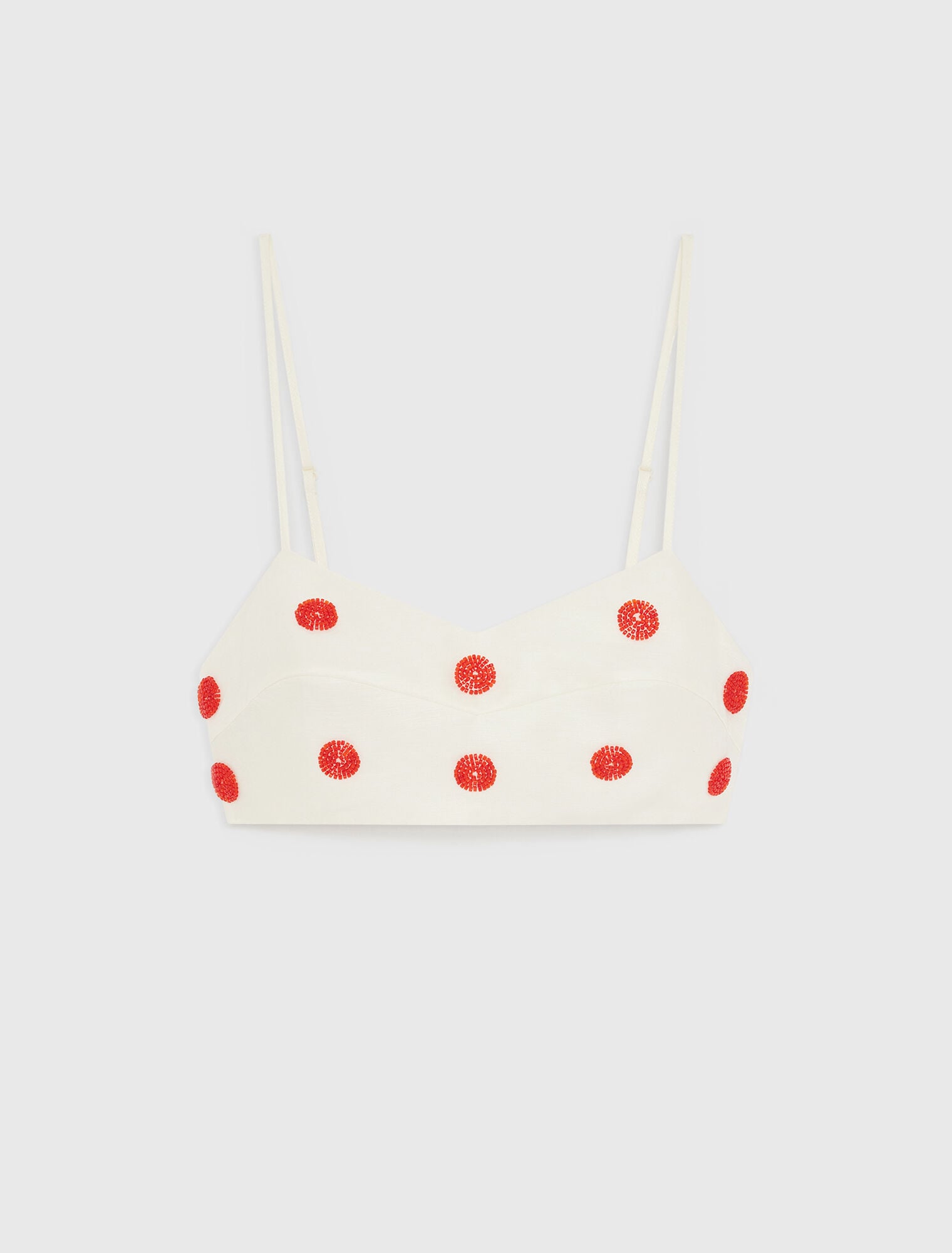 Maje Embroidered linen and silk crop top