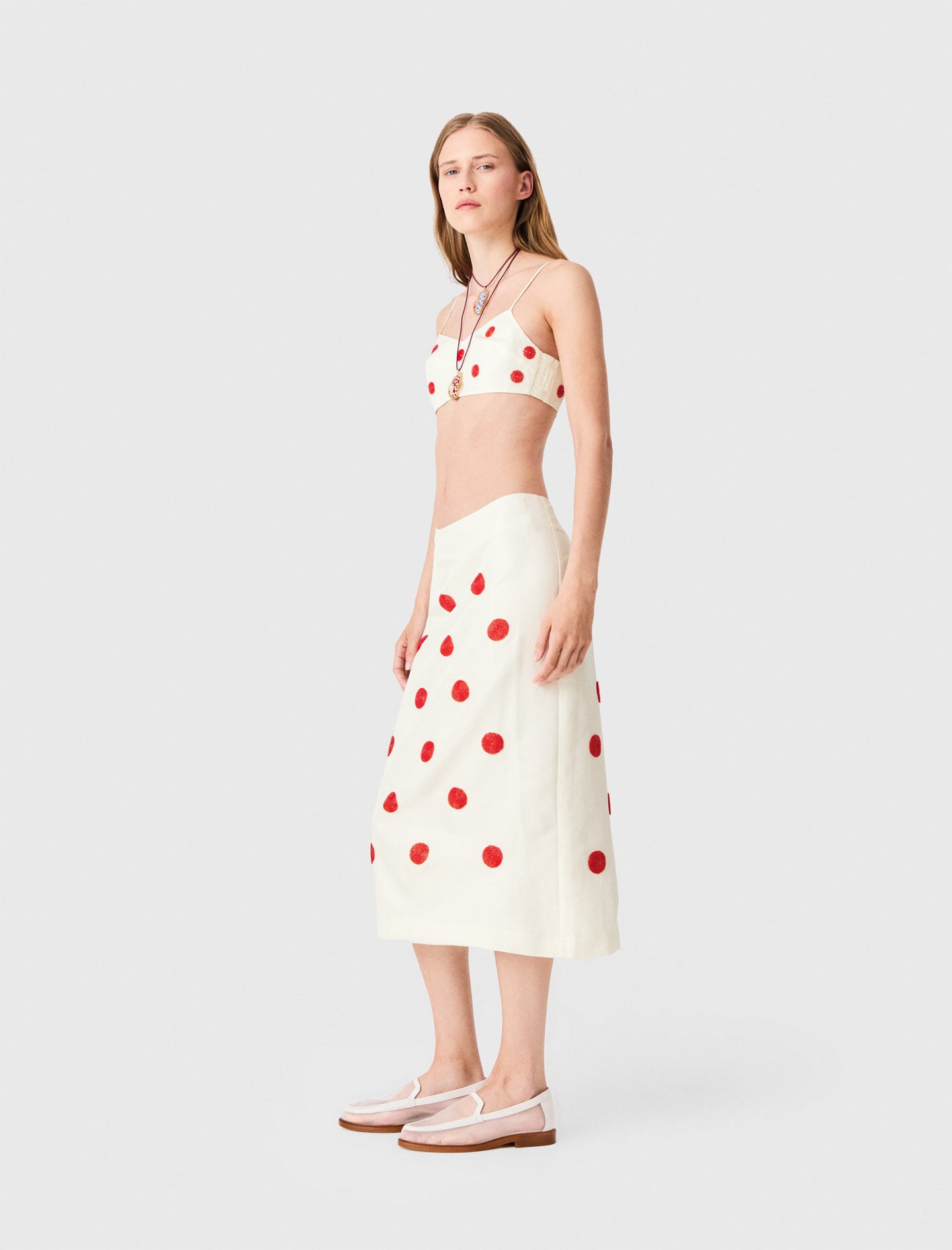 Maje Embroidered linen and silk crop top