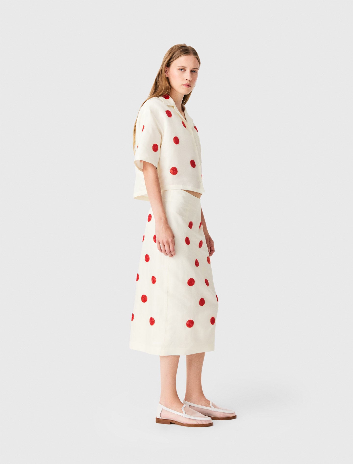 Maje Embroidered linen and silk shirt