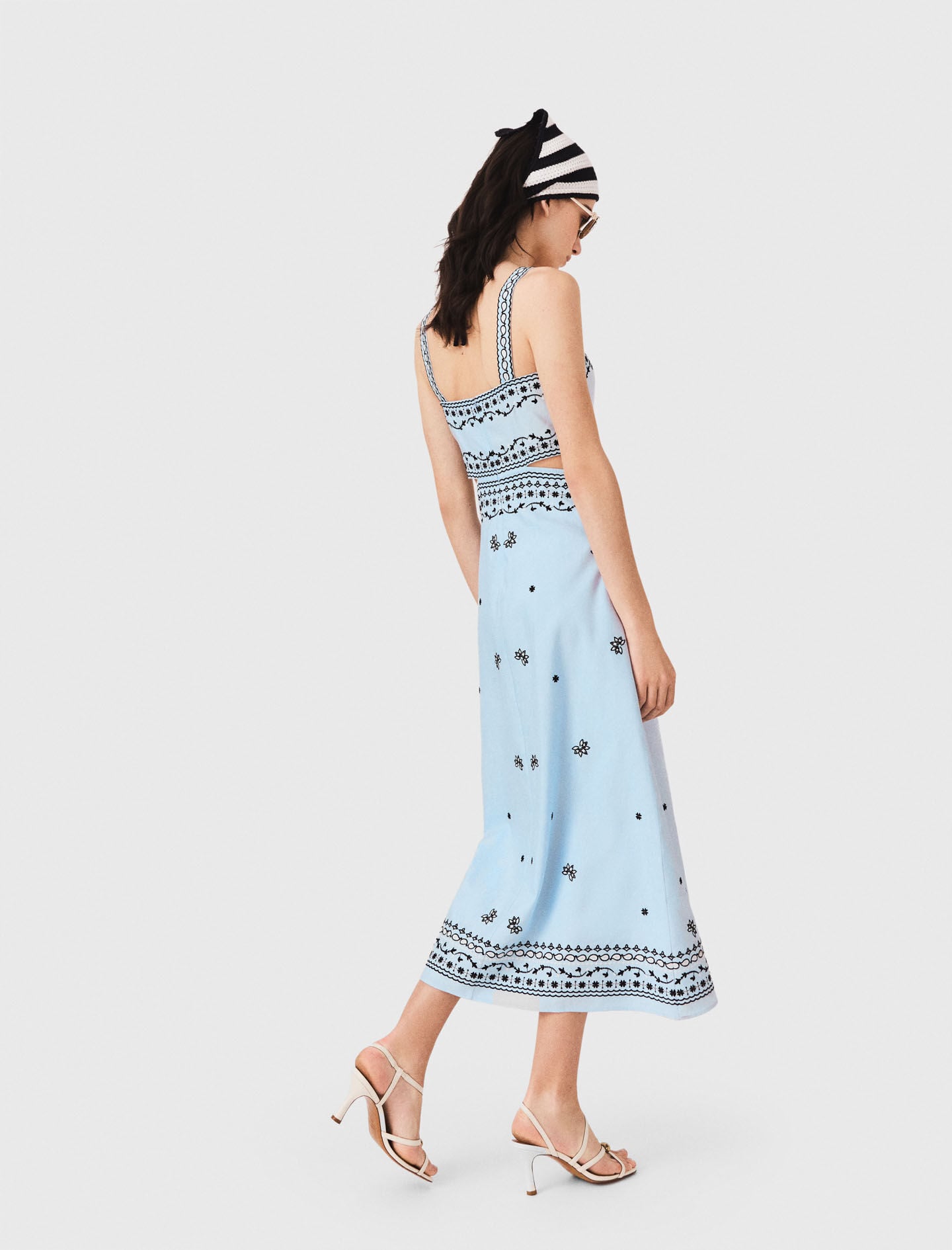 Maje Embroidered linen blend maxi dress