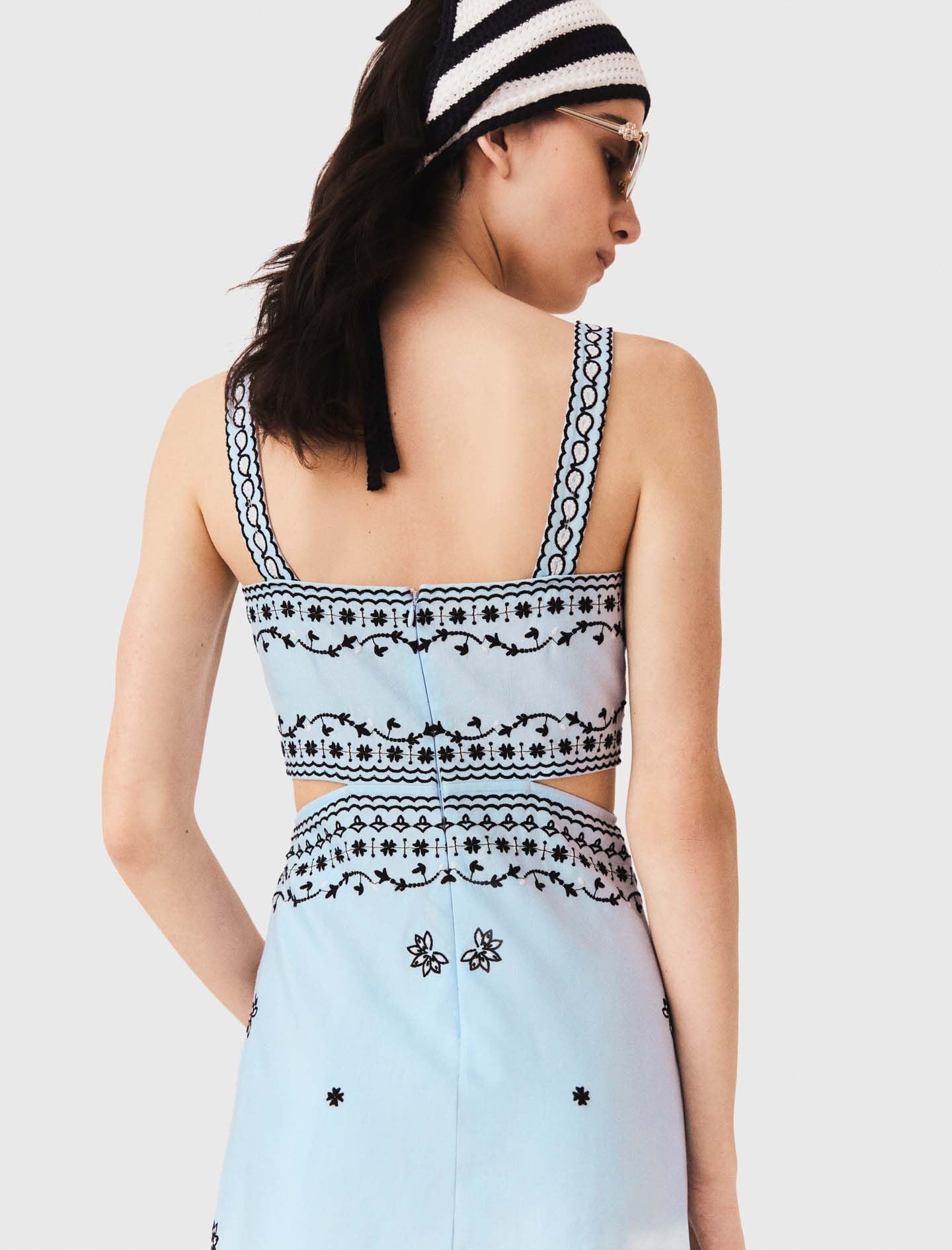 Maje Embroidered linen blend maxi dress