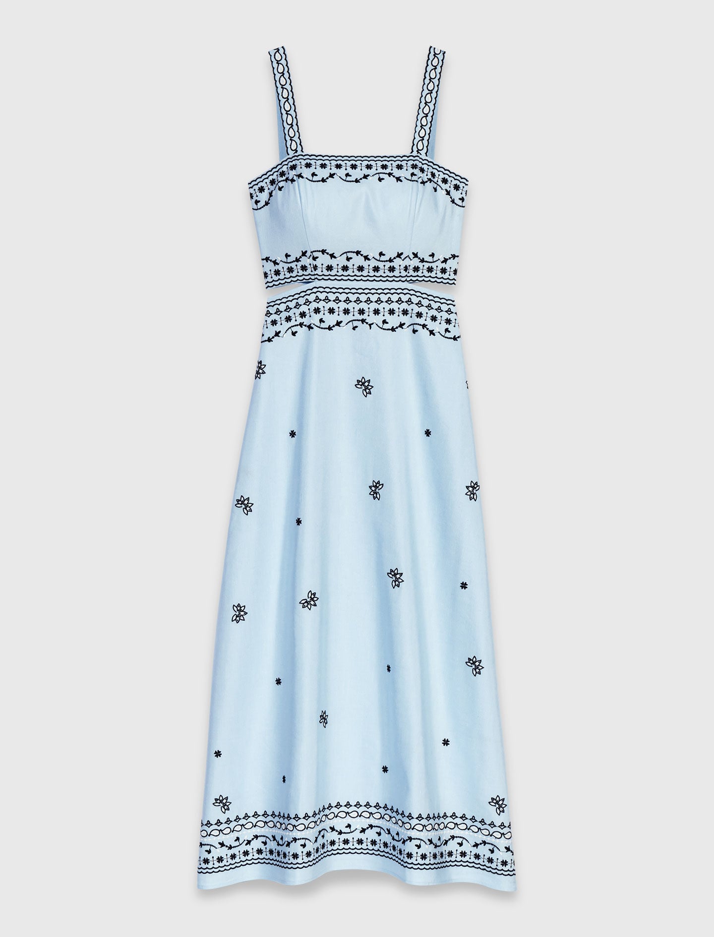 Maje Embroidered linen blend maxi dress
