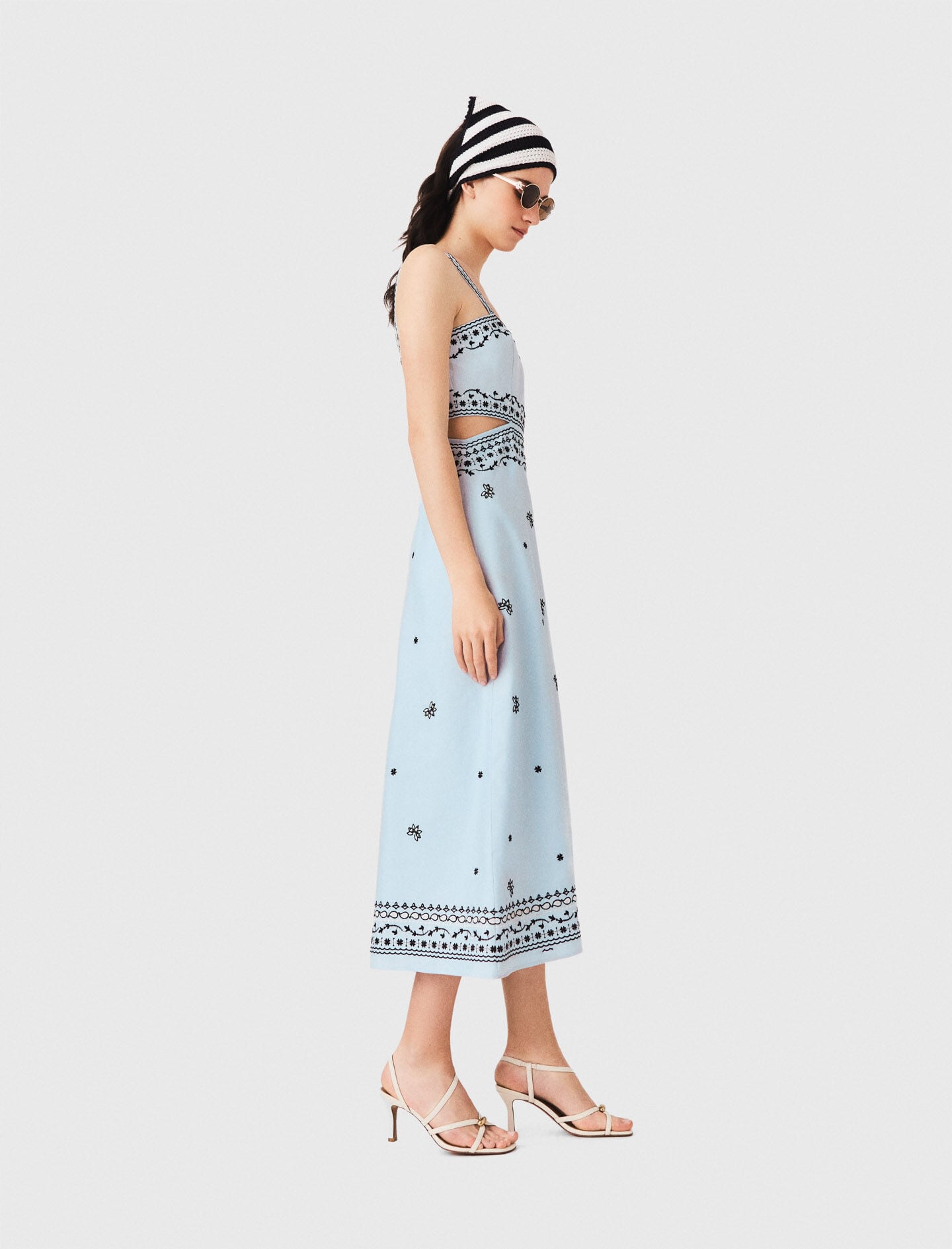 Maje Embroidered linen blend maxi dress