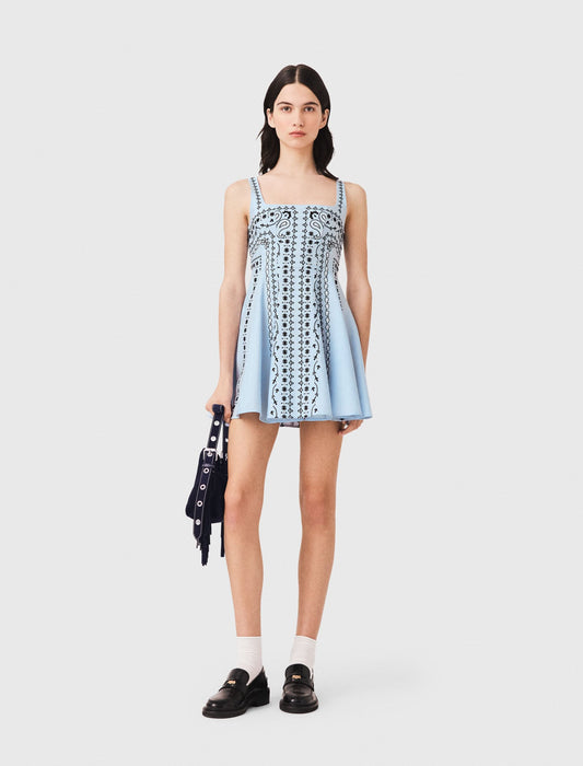 Maje Short embroidered linen-blend dress