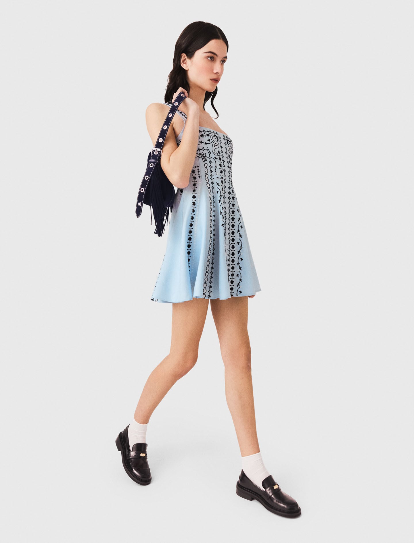 Maje Short embroidered linen-blend dress