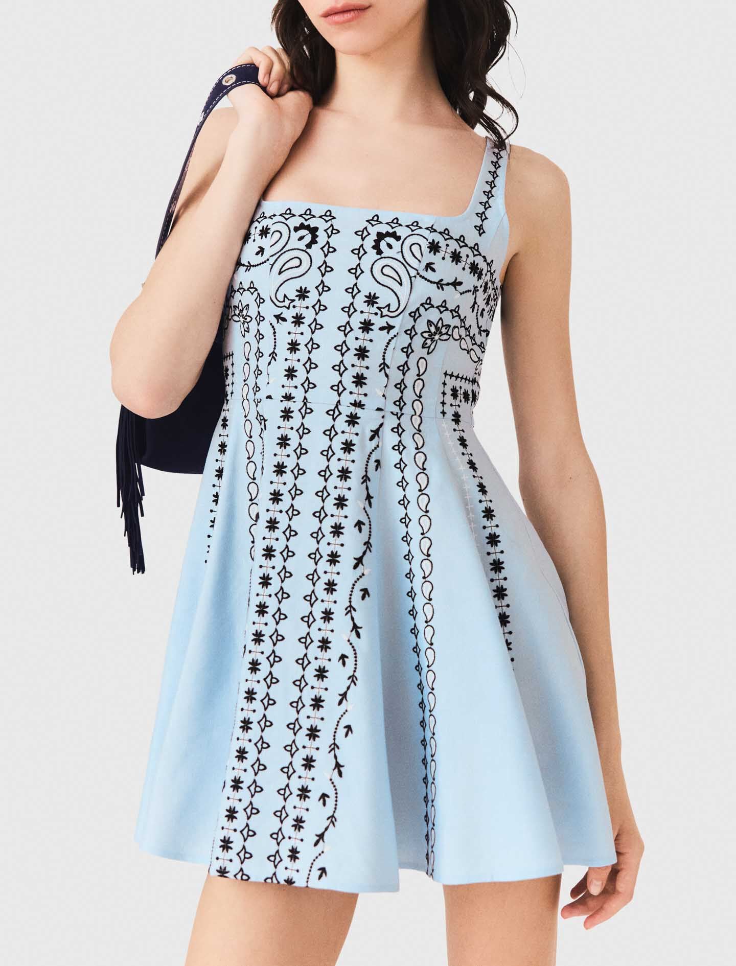 Maje Short embroidered linen-blend dress