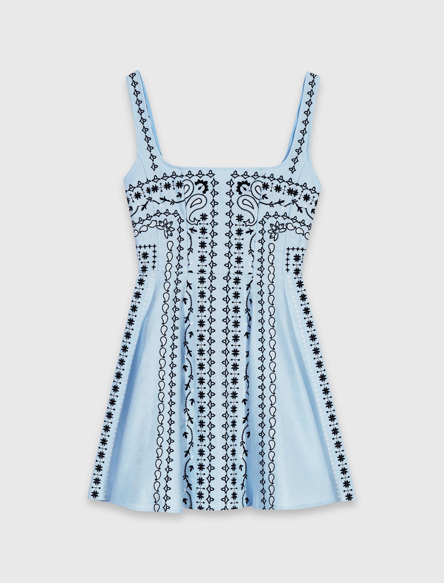 Maje Short embroidered linen-blend dress