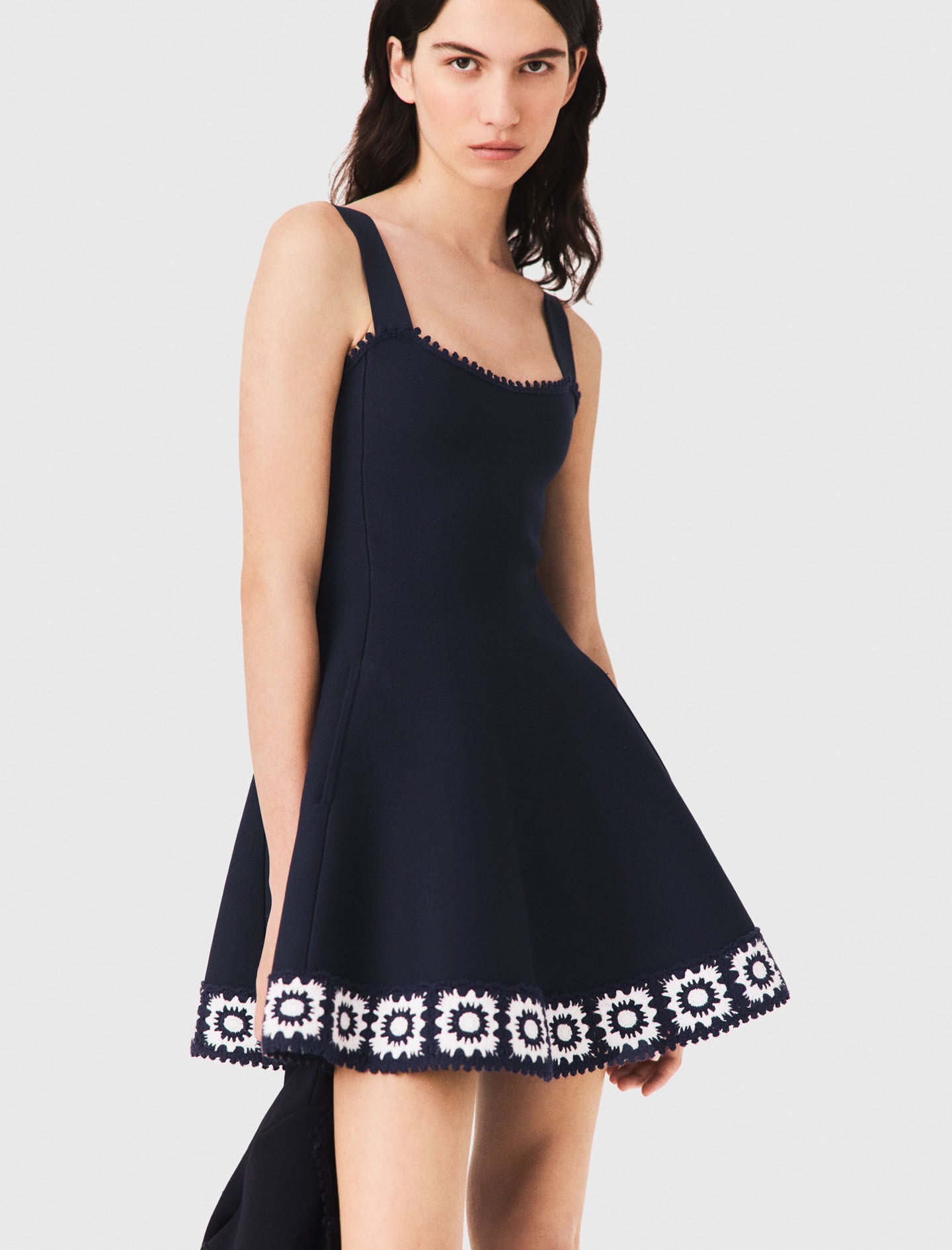 Maje Dress with crochet panels