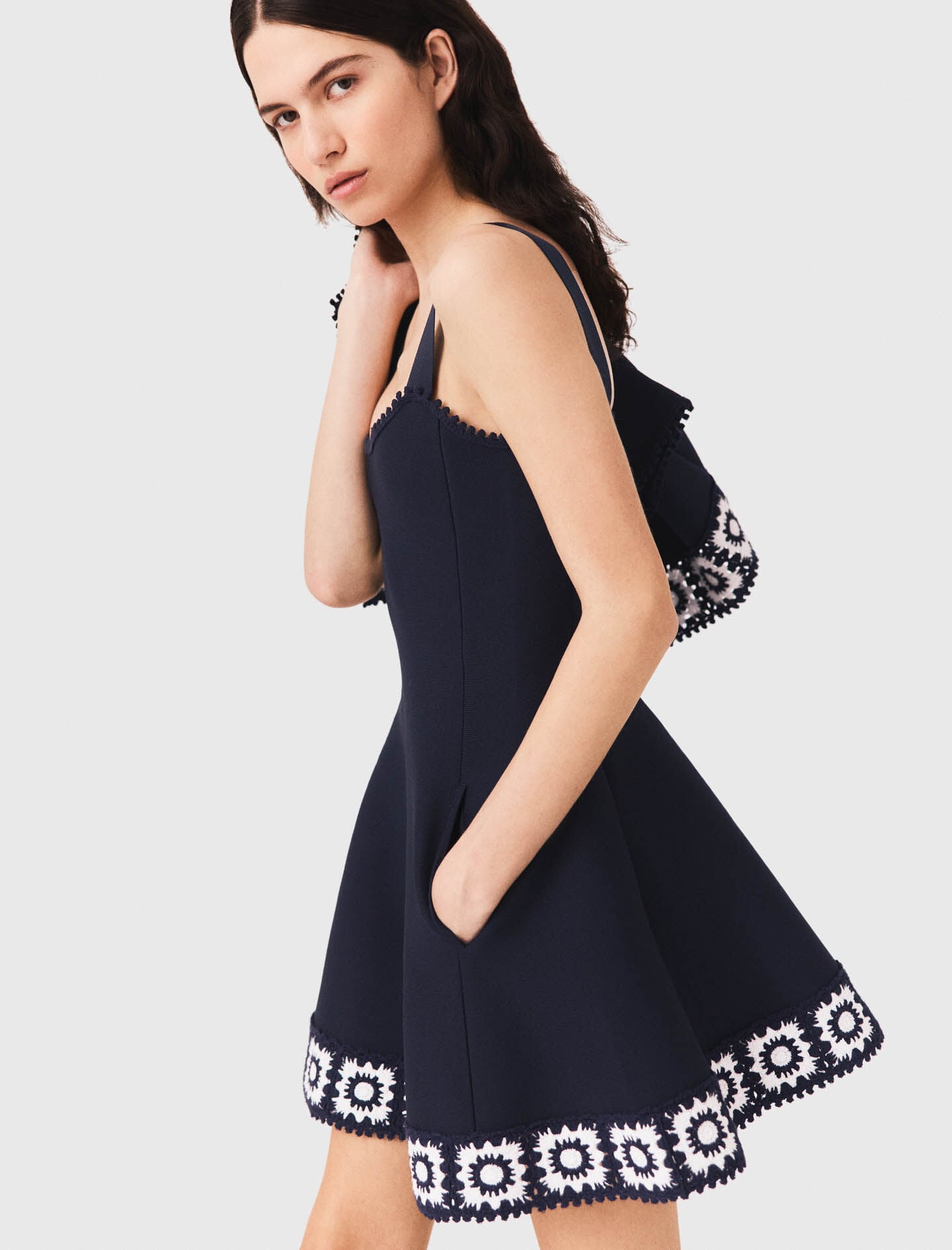 Maje Dress with crochet panels