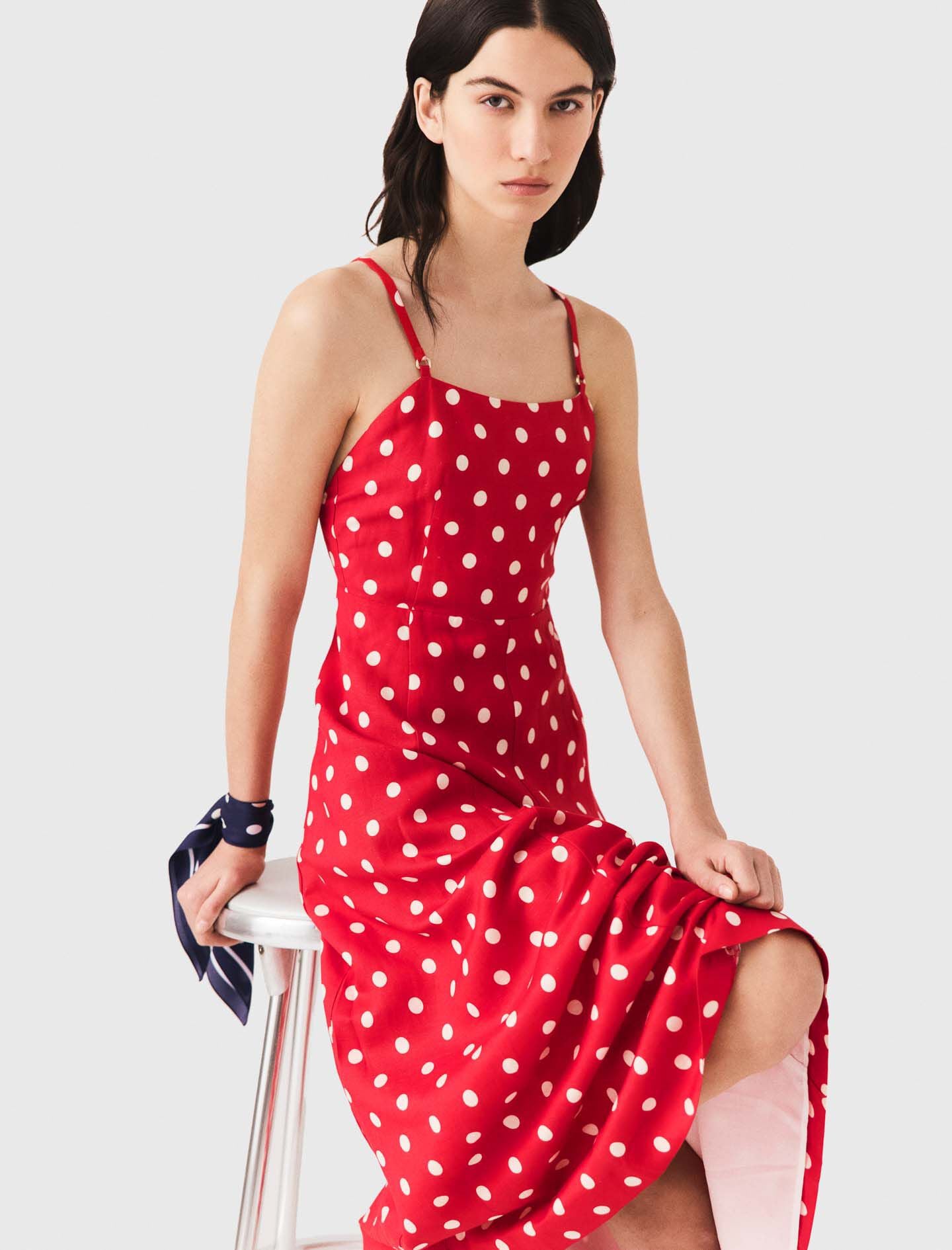 Maje Backless linen-blend maxi dress